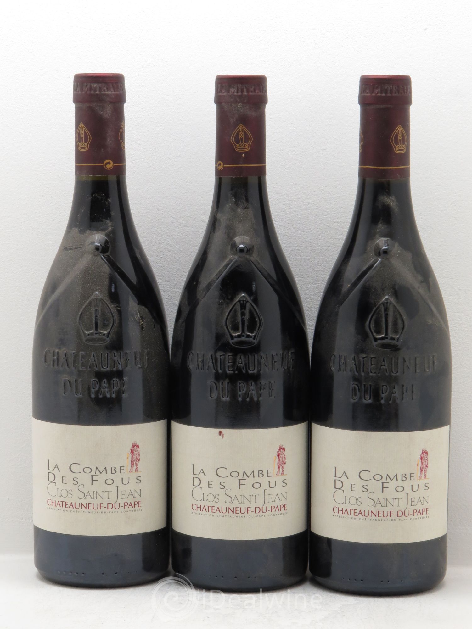 Châteauneuf-du-Pape Clos Saint-Jean La Combe des Fous Pascal et Vincent Maurel 2008 - Lot de 3 bouteilles - 0