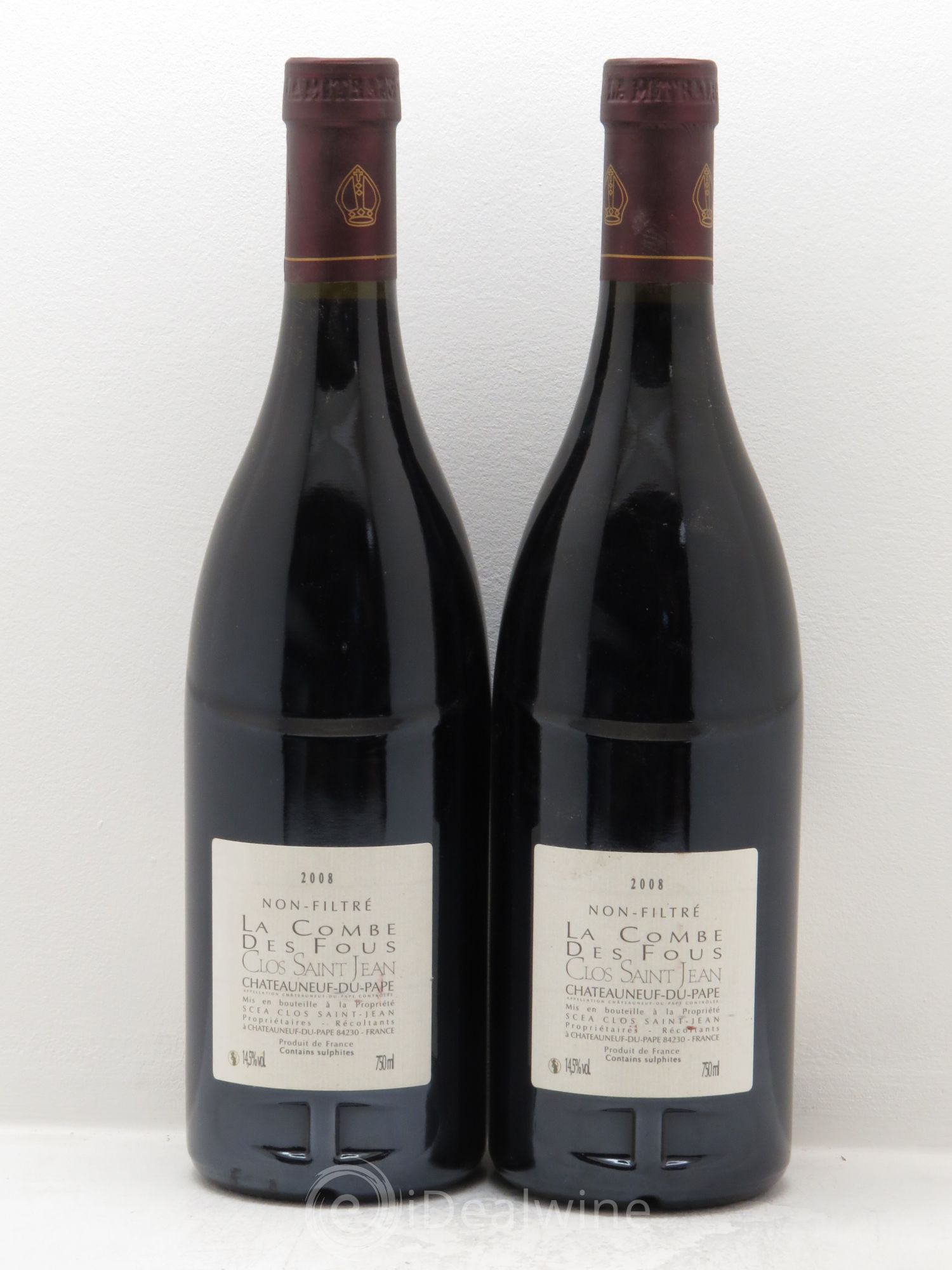 Châteauneuf-du-Pape Clos Saint-Jean La Combe des Fous Pascal et Vincent Maurel 2008 - Lot de 2 bouteilles - 1