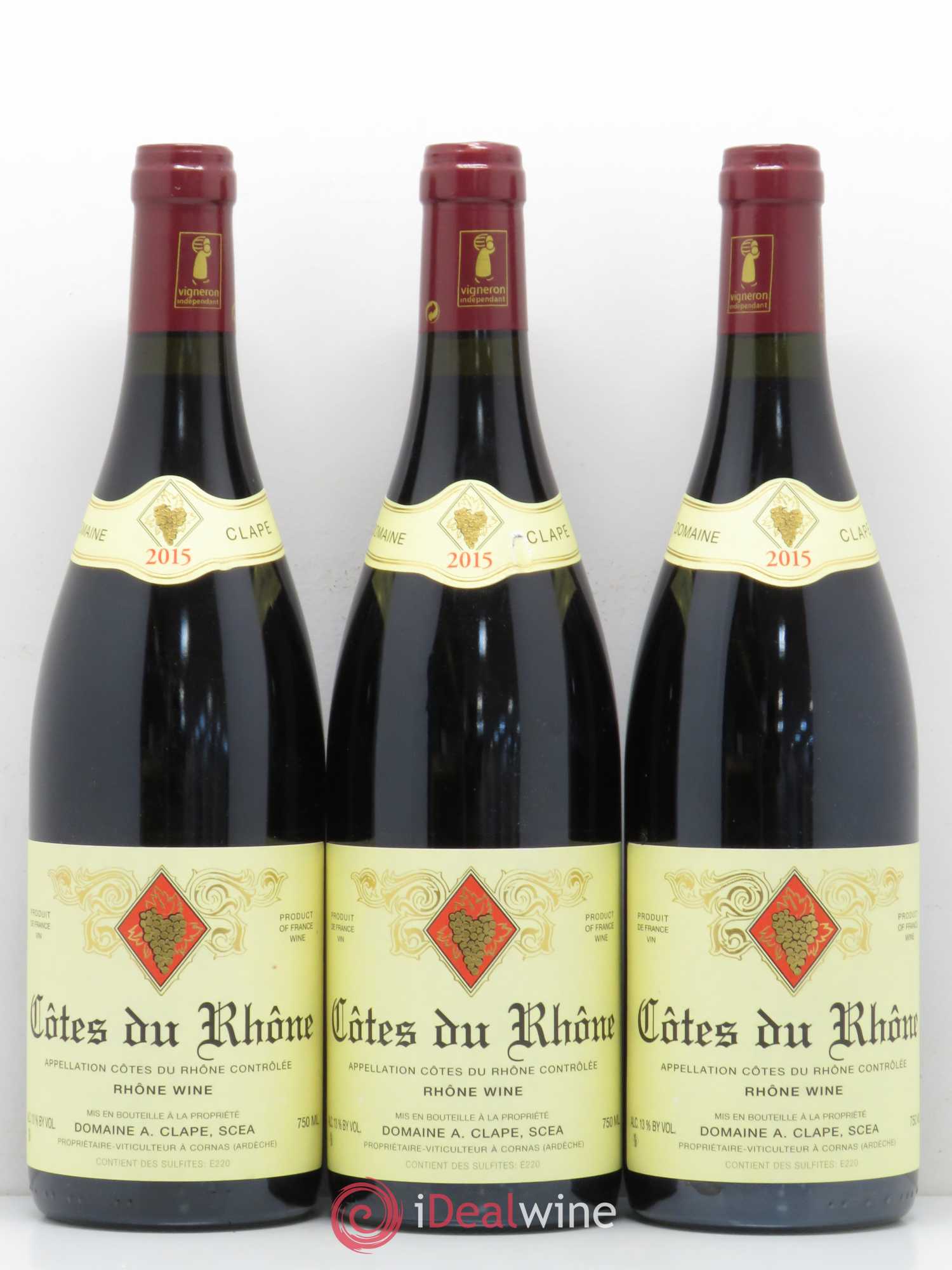 Côtes-du-Rhône Domaine A.Clape 2015 - Posten von 3 Flaschen - 0