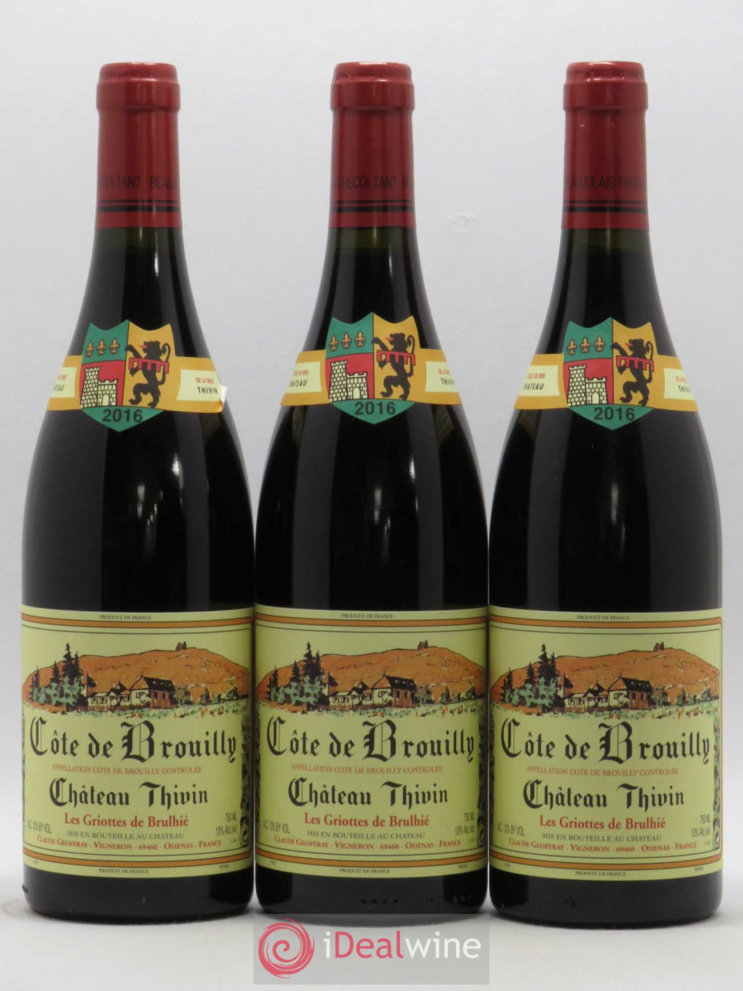 Côte de Brouilly Les Griottes de Brulhié Château Thivin 2016 - Lot de 3 bouteilles - 0