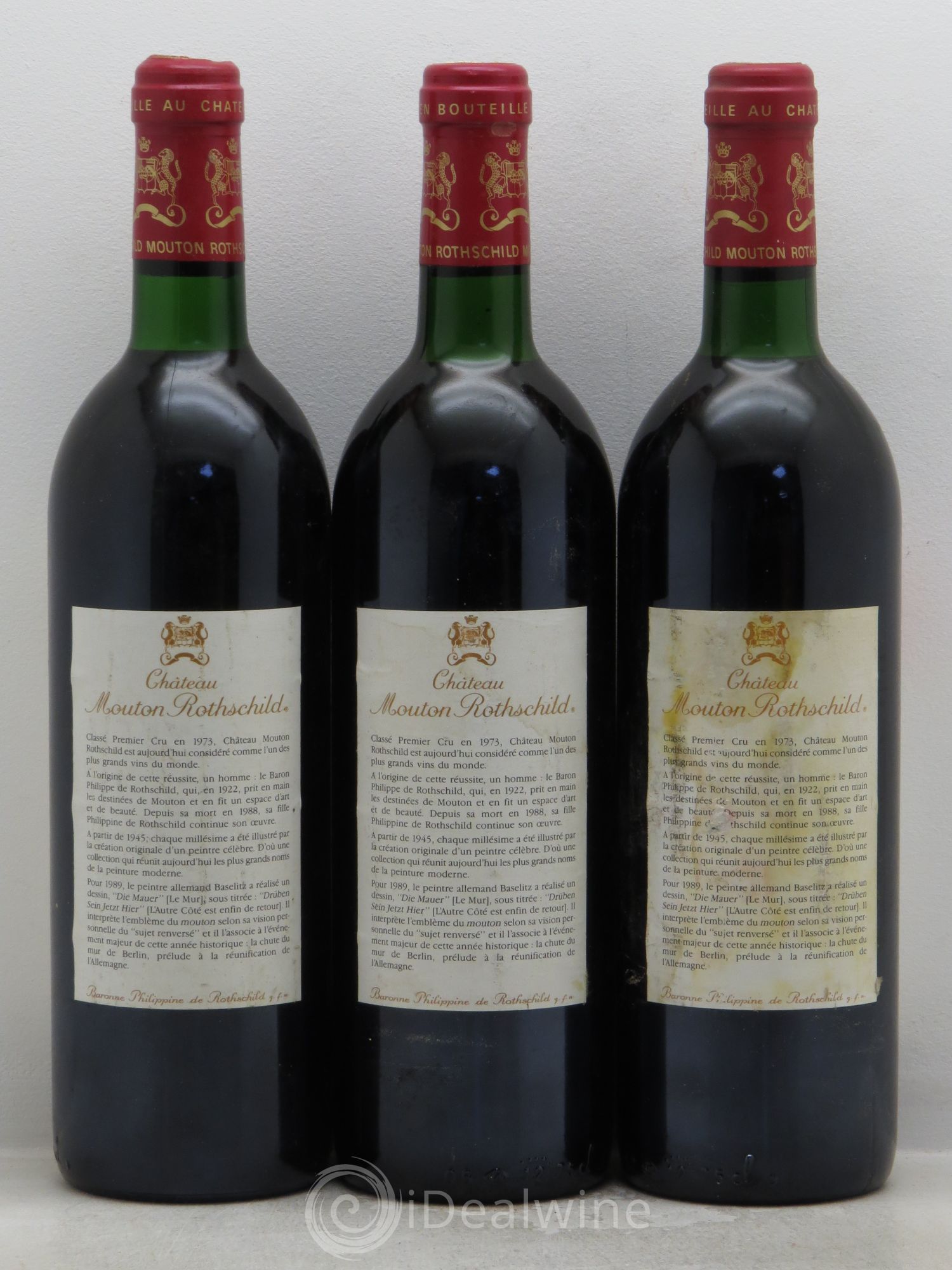 Château Mouton Rothschild 1er Grand Cru Classé 1989 - Lot de 3 bouteilles - 1