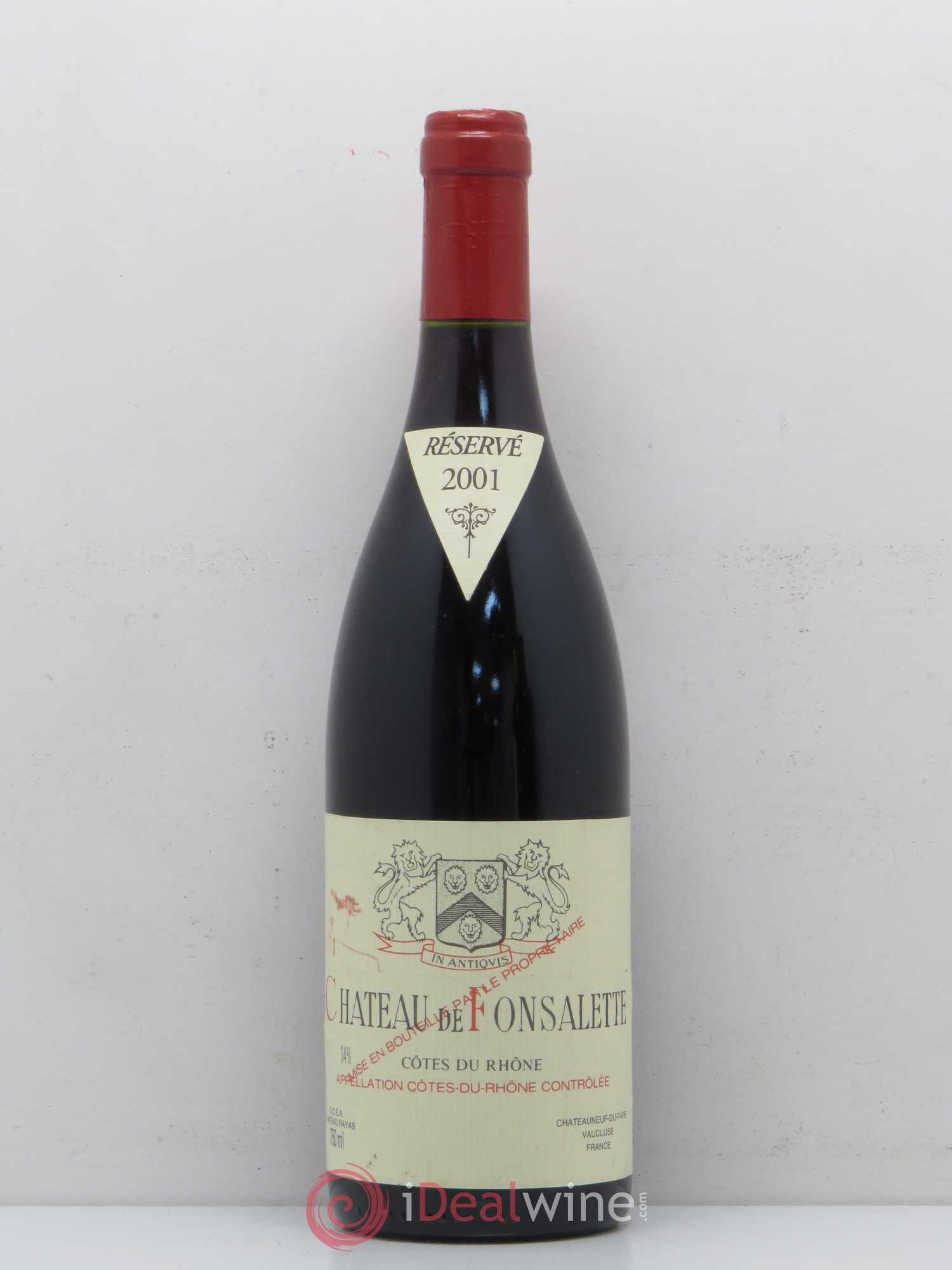 Côtes-du-Rhône Château de Fonsalette Emmanuel Reynaud 2001 - Lot de 1 bouteille - 0