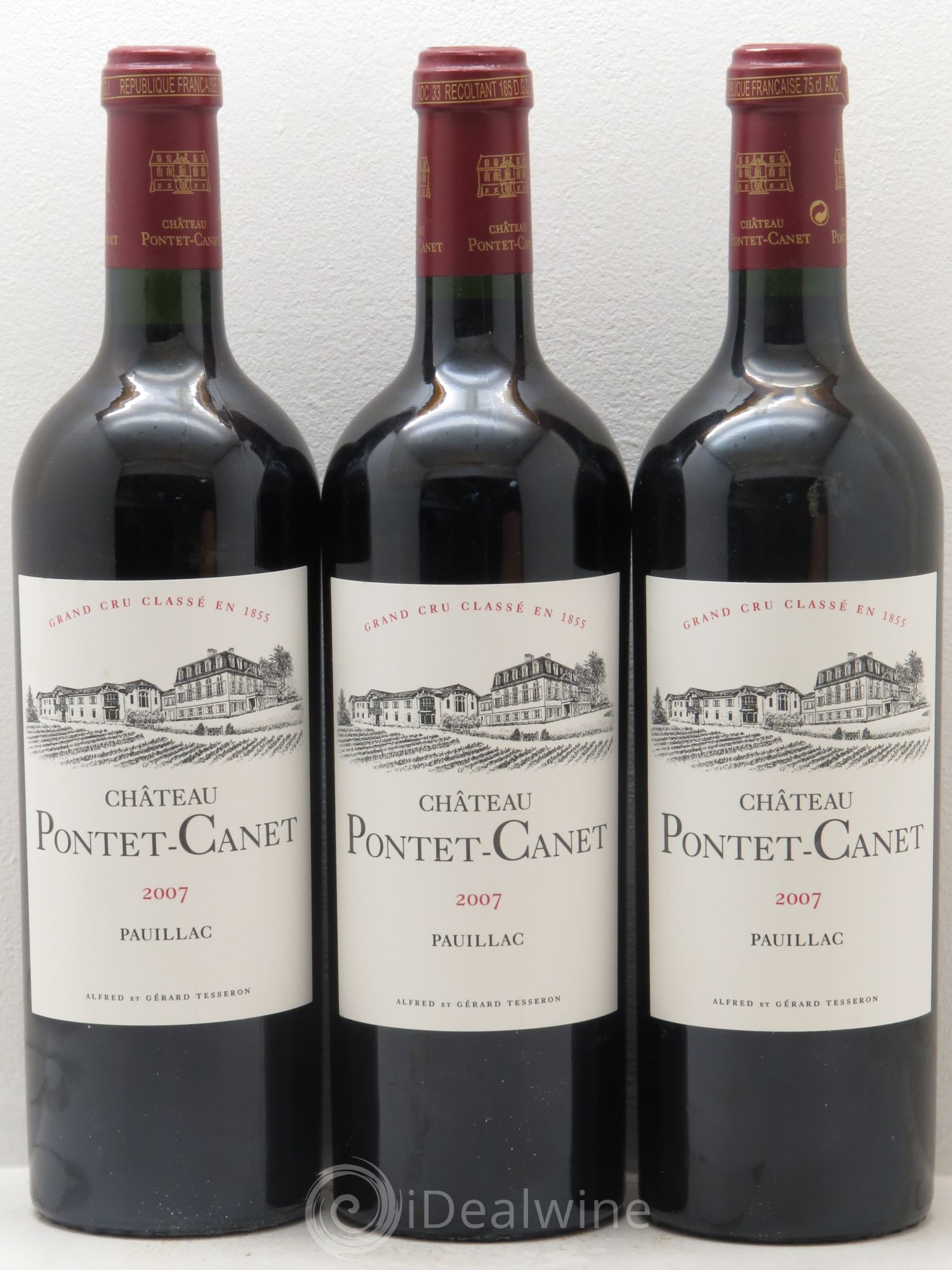 Château Pontet Canet 5ème Grand Cru Classé 2007 - Lot de 3 bouteilles - 0
