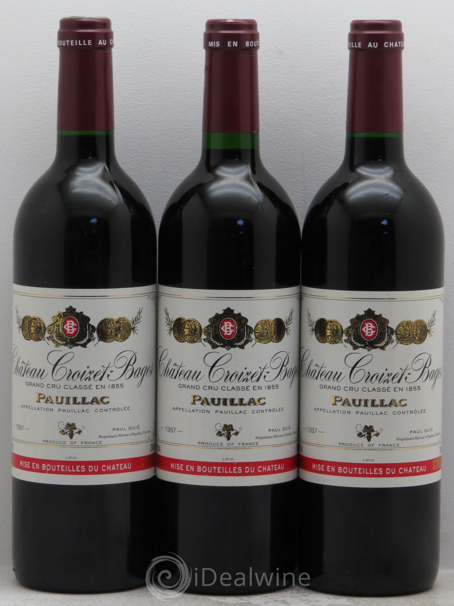 Château Croizet Bages 5ème Grand Cru Classé 1997 - Lot de 3 bouteilles - 0