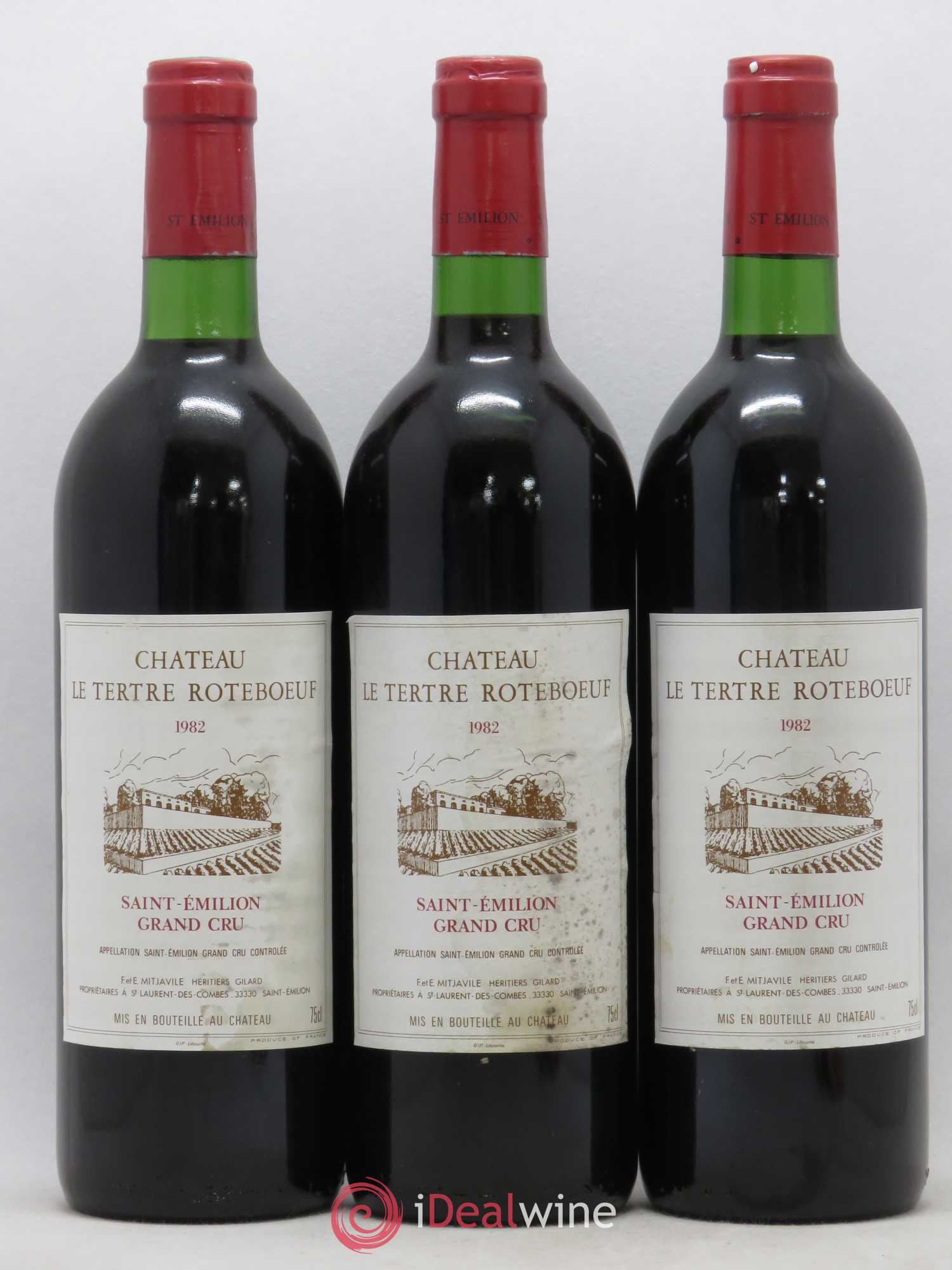 Château Tertre Roteboeuf 1982 - Lot of 3 bottles - 0