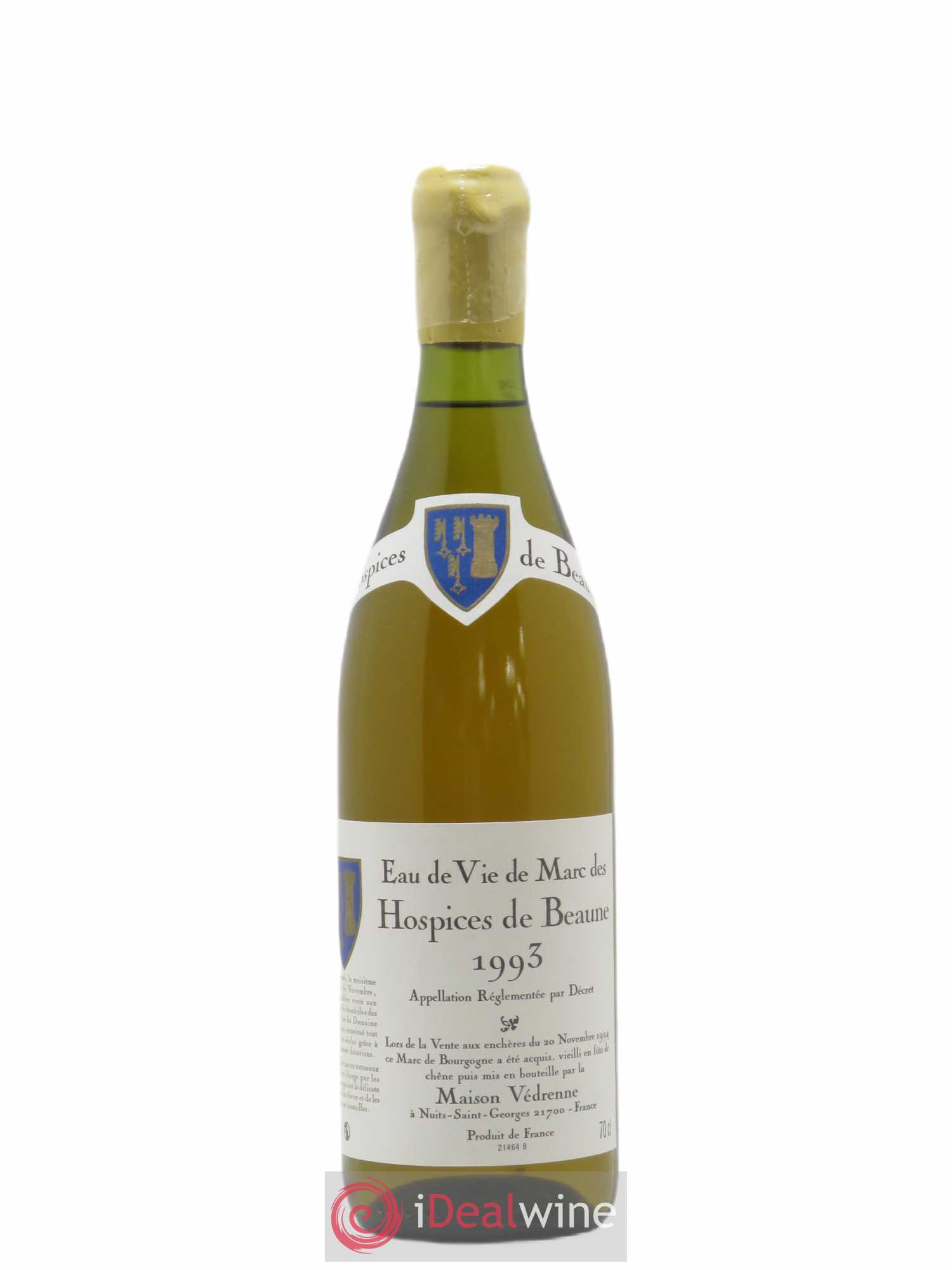 Alcool Eau de vie de Marc des Hospices de Beaune Maison Vedrenne 1993 - Posten von 1 Flasche - 0