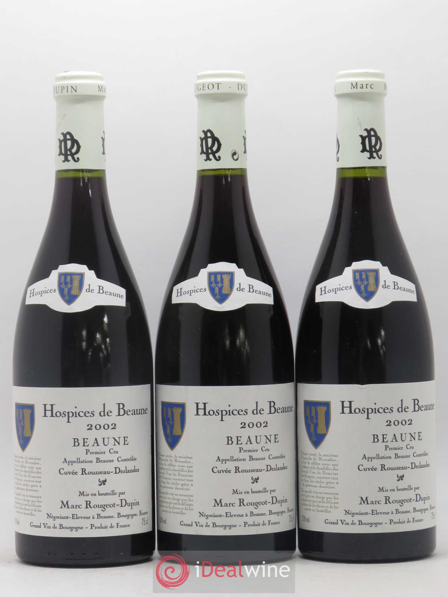 Beaune 1er Cru Cuvée Rousseau Deslandes Hospices de Beaune Marc Rougeot-Dupin 2002 - Posten von 6 Flaschen - 2