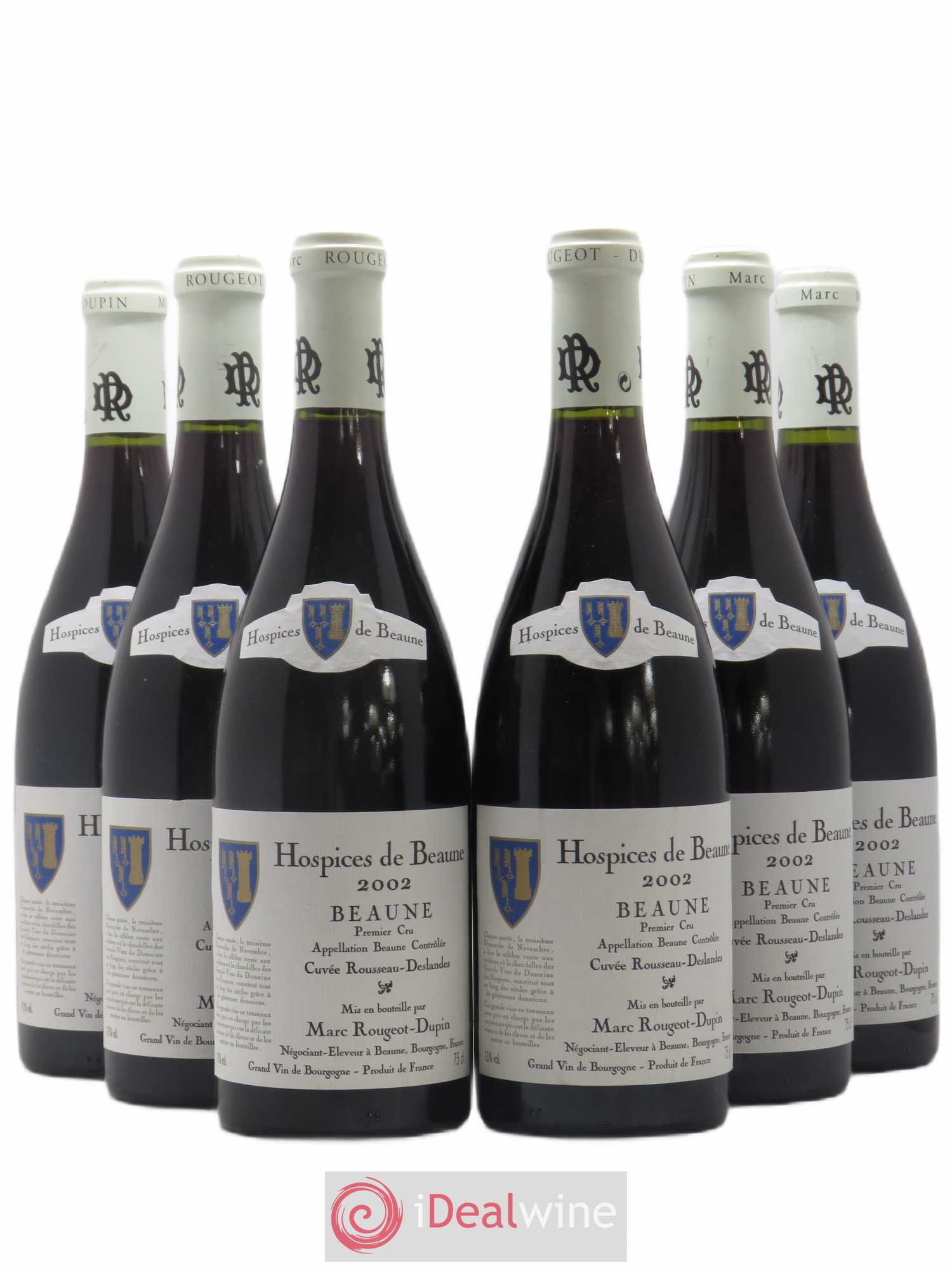 Beaune 1er Cru Cuvée Rousseau Deslandes Hospices de Beaune Marc Rougeot-Dupin 2002 - Posten von 6 Flaschen - 0