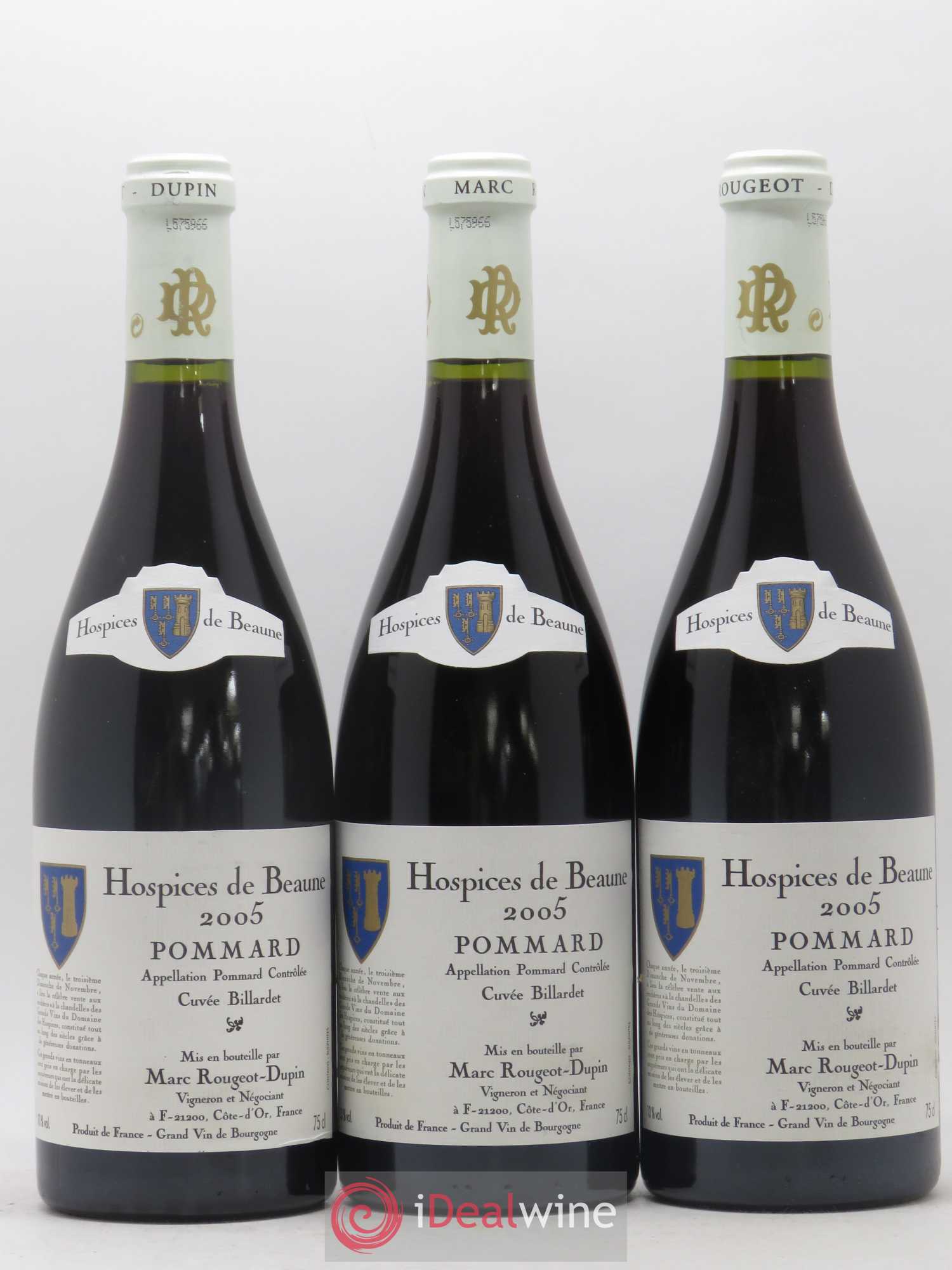 Pommard Cuvée Billardet Hospices de Beaune Marc Rougeot-Dupin 2005 - Posten von 6 Flaschen - 2