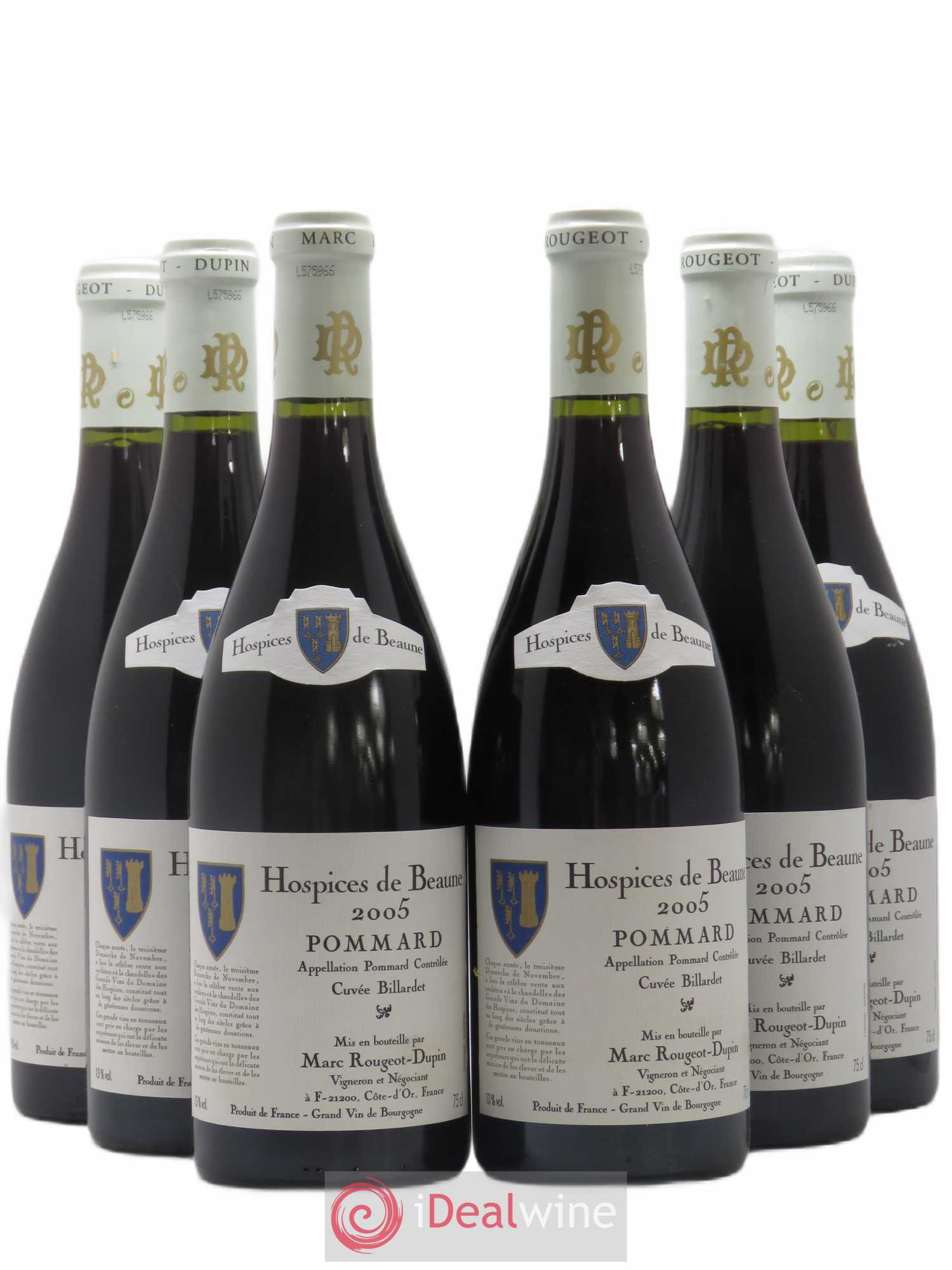 Pommard Cuvée Billardet Hospices de Beaune Marc Rougeot-Dupin 2005 - Posten von 6 Flaschen - 0