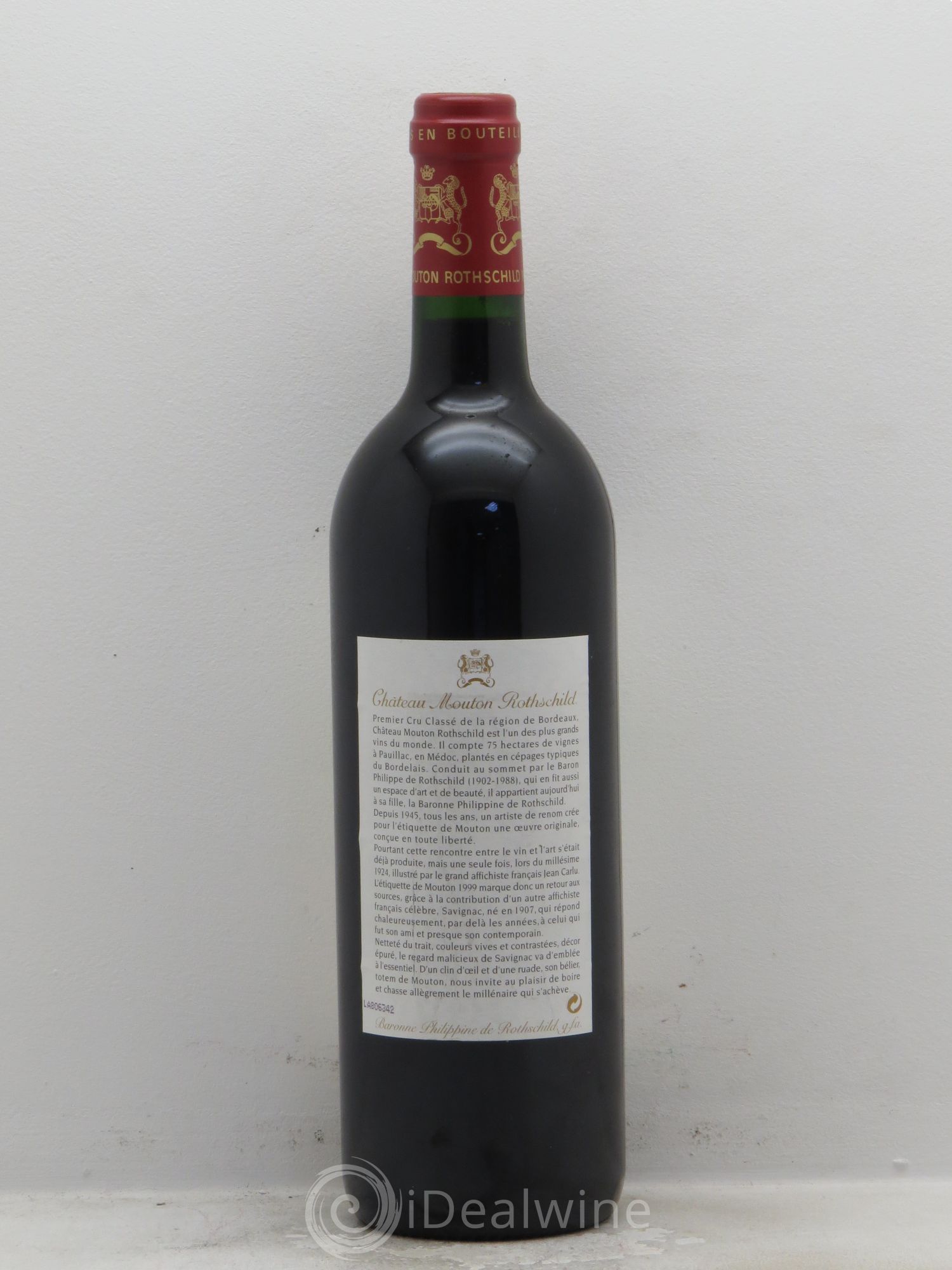 Château Mouton Rothschild 1er Grand Cru Classé 1999 - Lot de 1 bouteille - 1