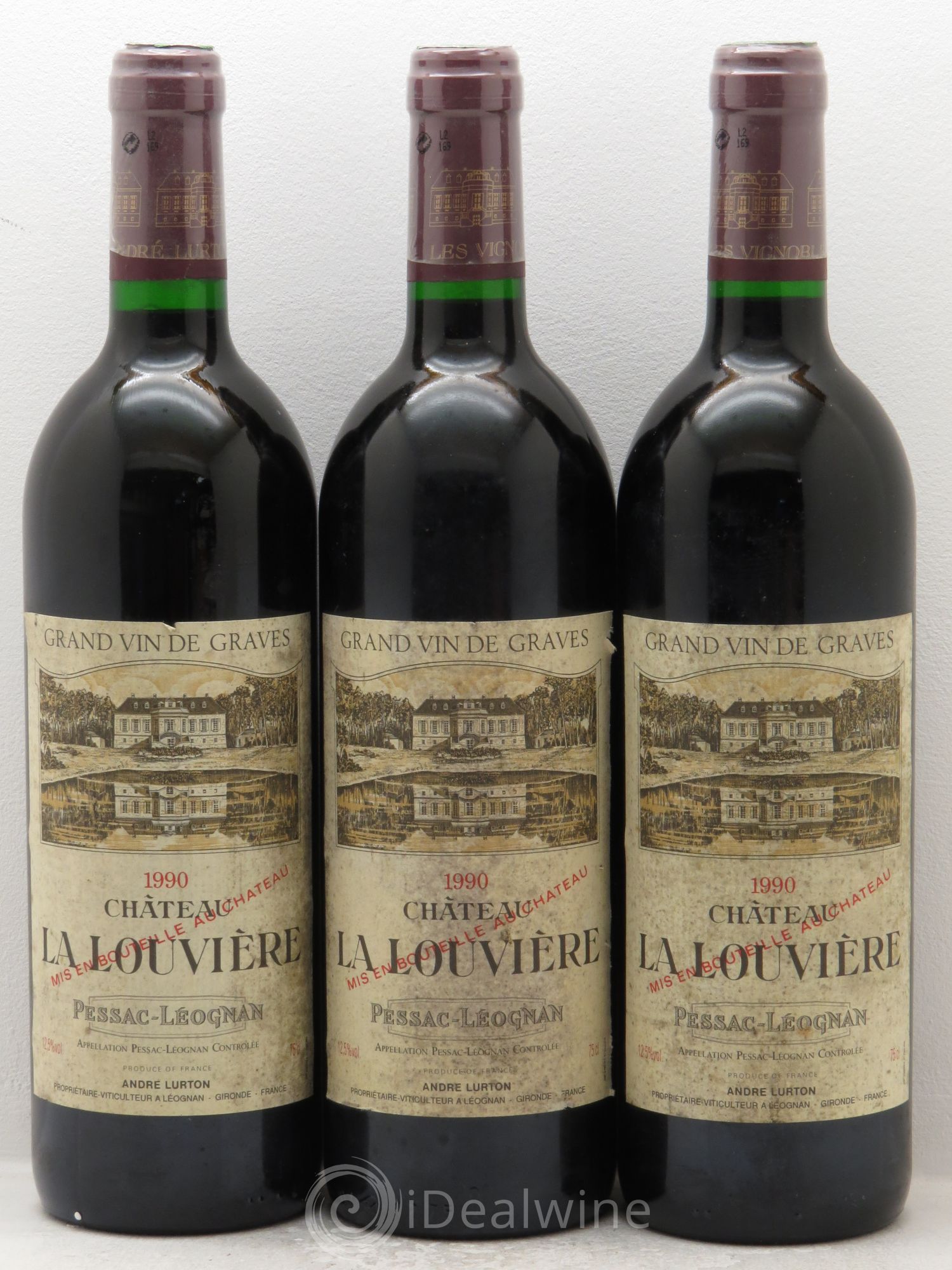 Château la Louvière 1990 - Lot de 3 bouteilles - 0