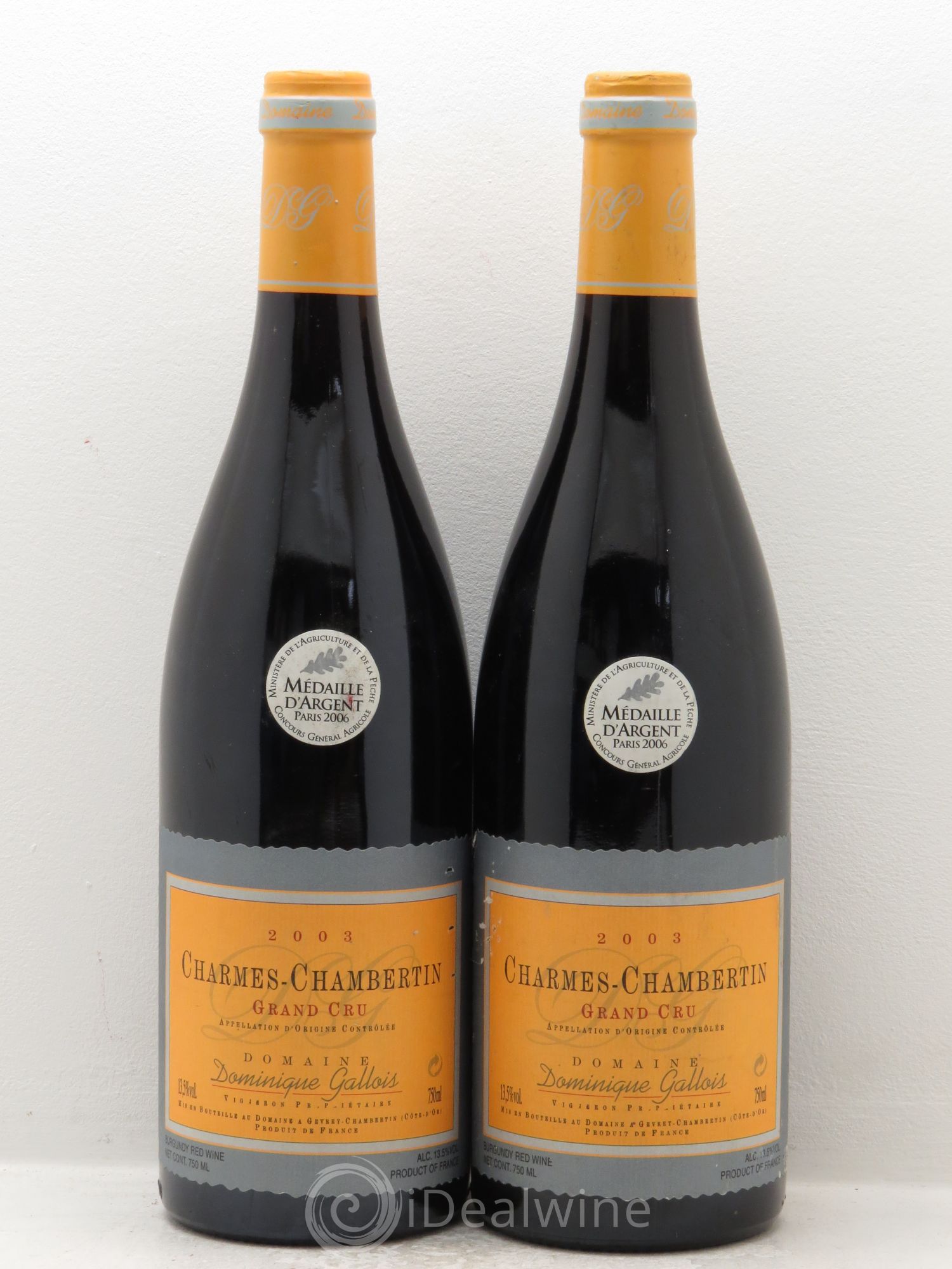 Charmes-Chambertin Grand Cru Gallois 2003 - Lot de 2 bouteilles - 0