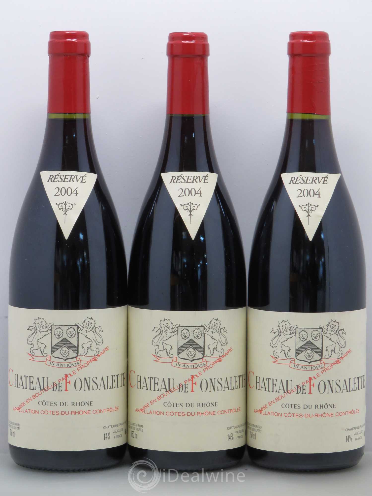 Côtes-du-Rhône Château de Fonsalette Emmanuel Reynaud 2004 - Lot de 3 bouteilles - 0