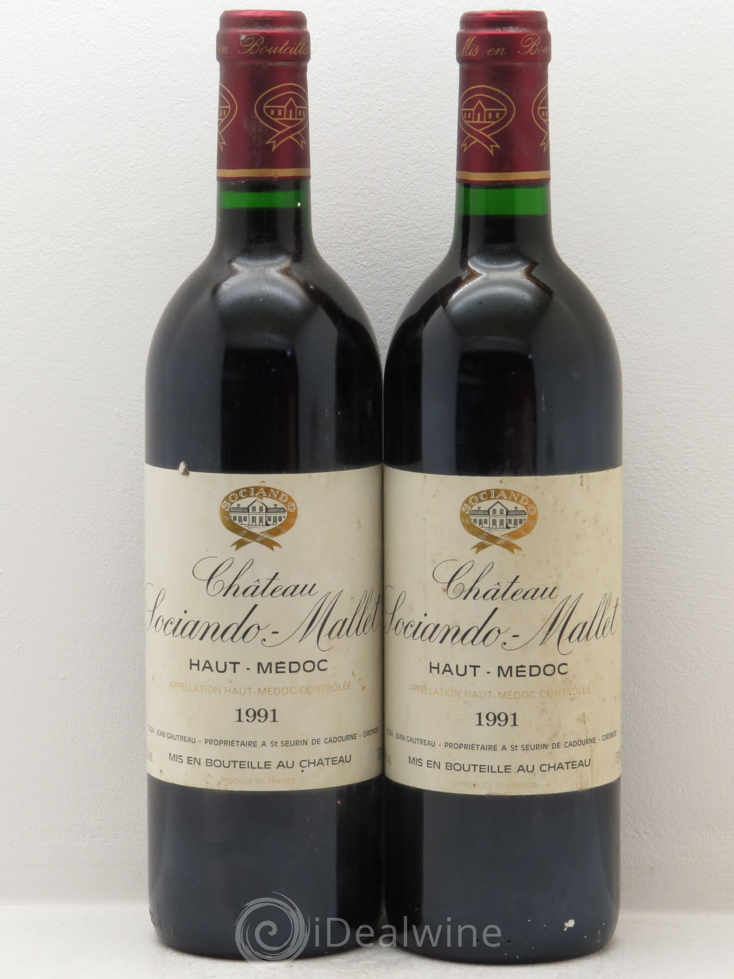 Château Sociando Mallet 1991 - Lot de 2 bouteilles - 0