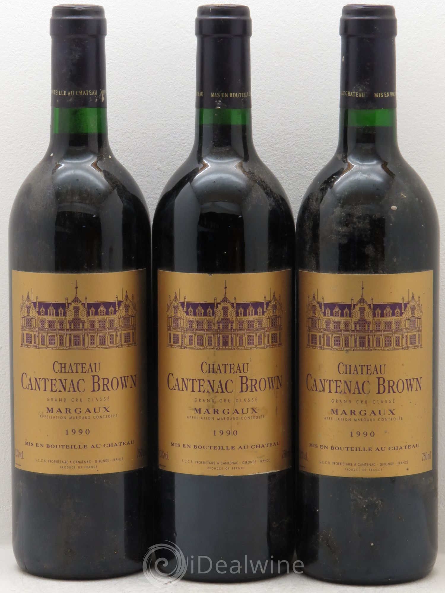 Château Cantenac Brown 3ème Grand Cru Classé 1990 - Lot de 3 bouteilles - 0