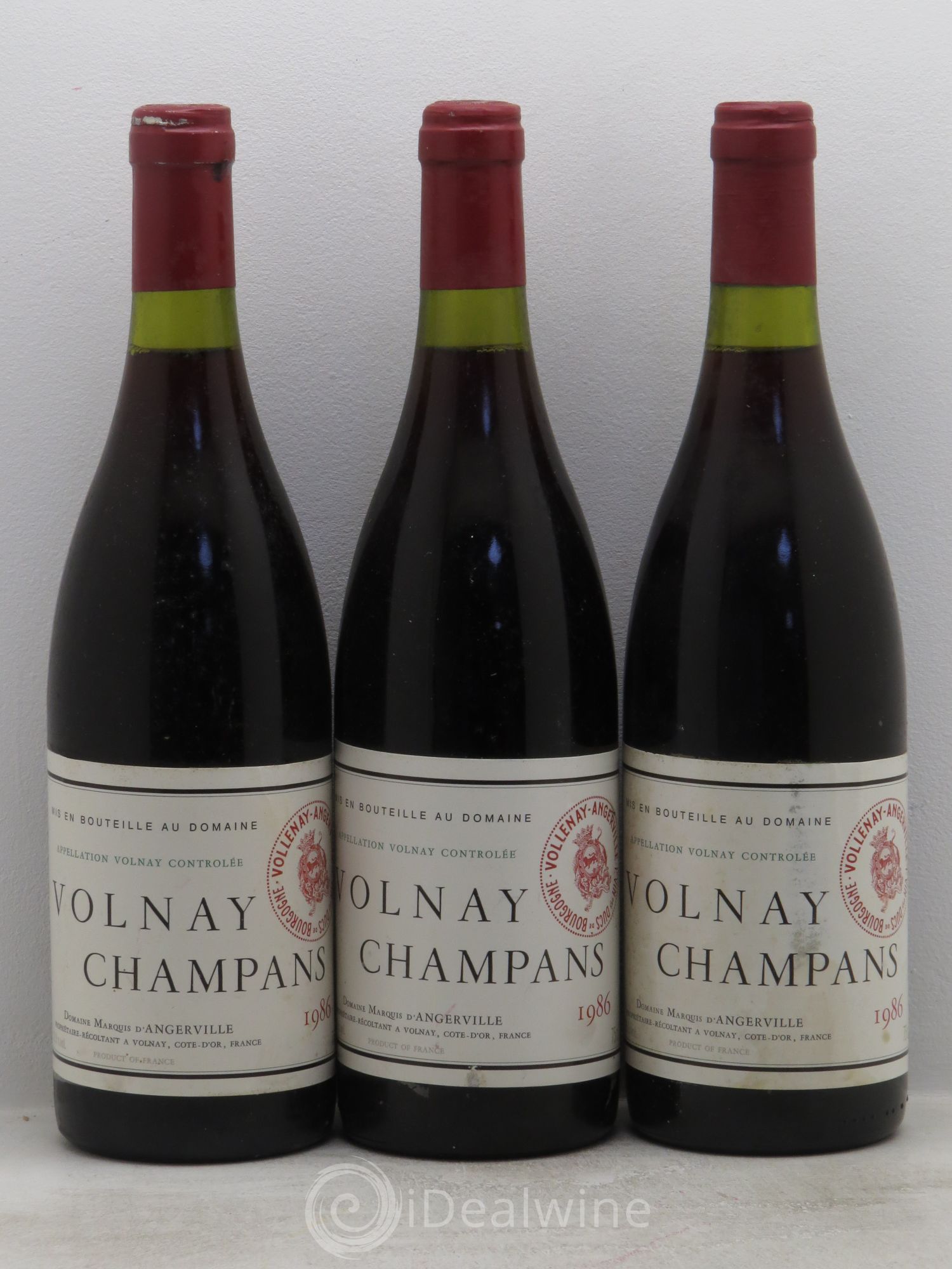 Volnay 1er Cru Champans Marquis d'Angerville (Domaine) 1986 - Lot de 3 bouteilles - 0