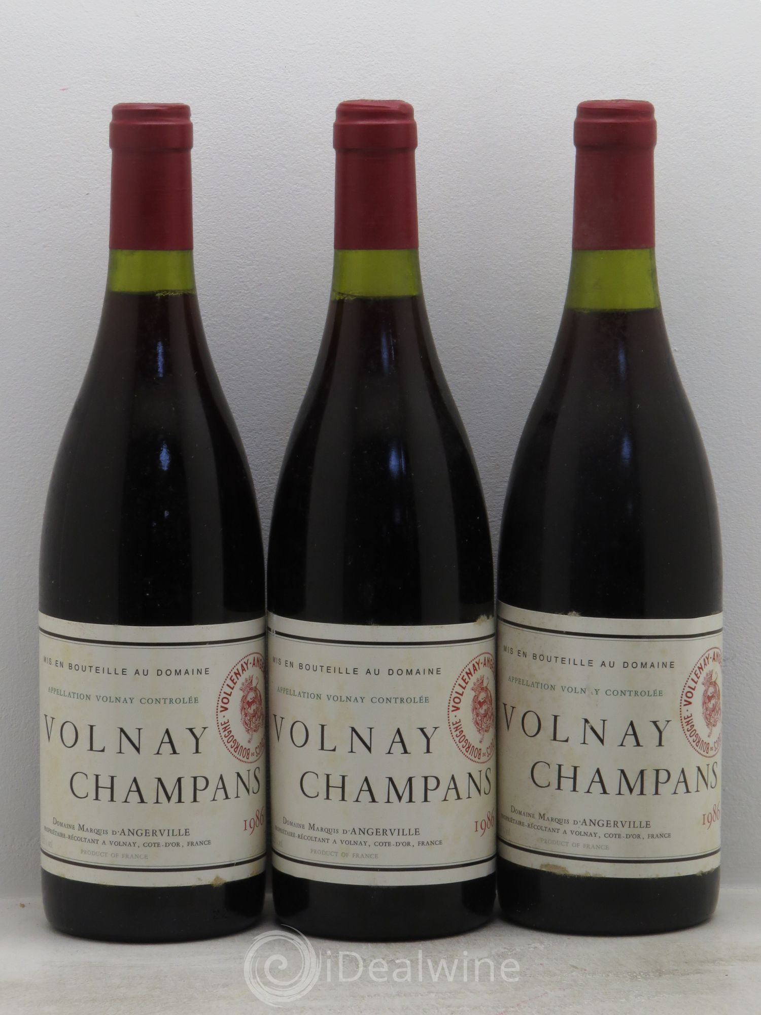 Volnay 1er Cru Champans Marquis d'Angerville (Domaine) 1986 - Lot de 3 bouteilles - 0