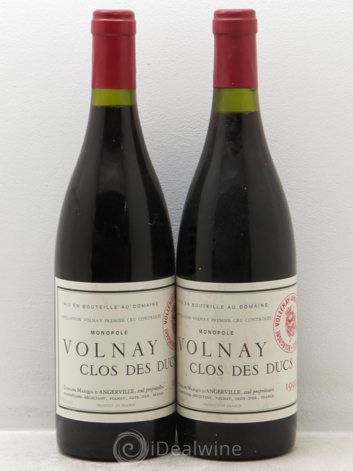 Volnay 1er Cru Clos des Ducs Marquis d'Angerville (Domaine) 1990 - Lot de 2 bouteilles - 0