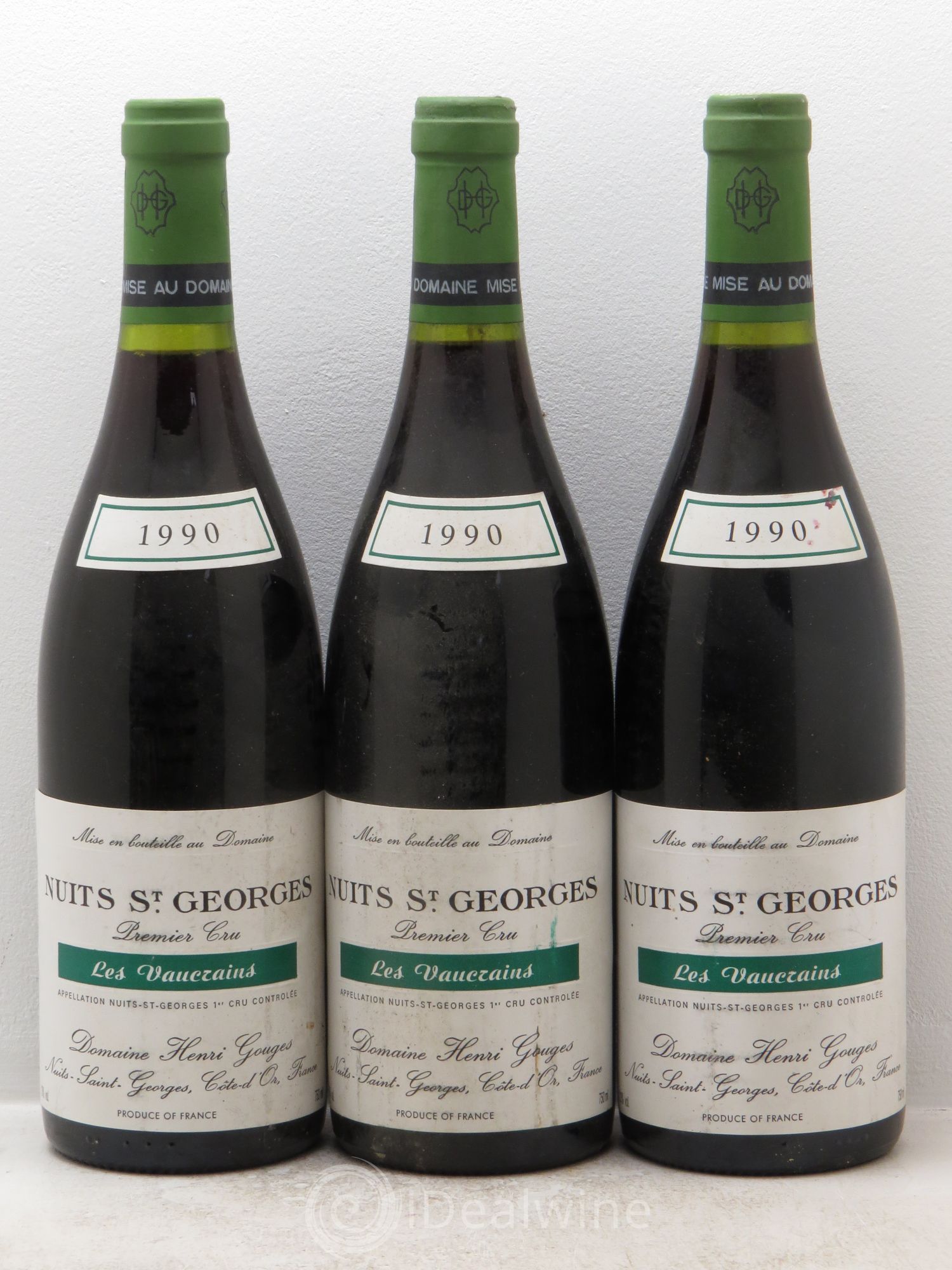 Nuits-Saint-Georges 1er Cru Les Vaucrains Henri Gouges 1990 - Lot de 3 bouteilles - 0