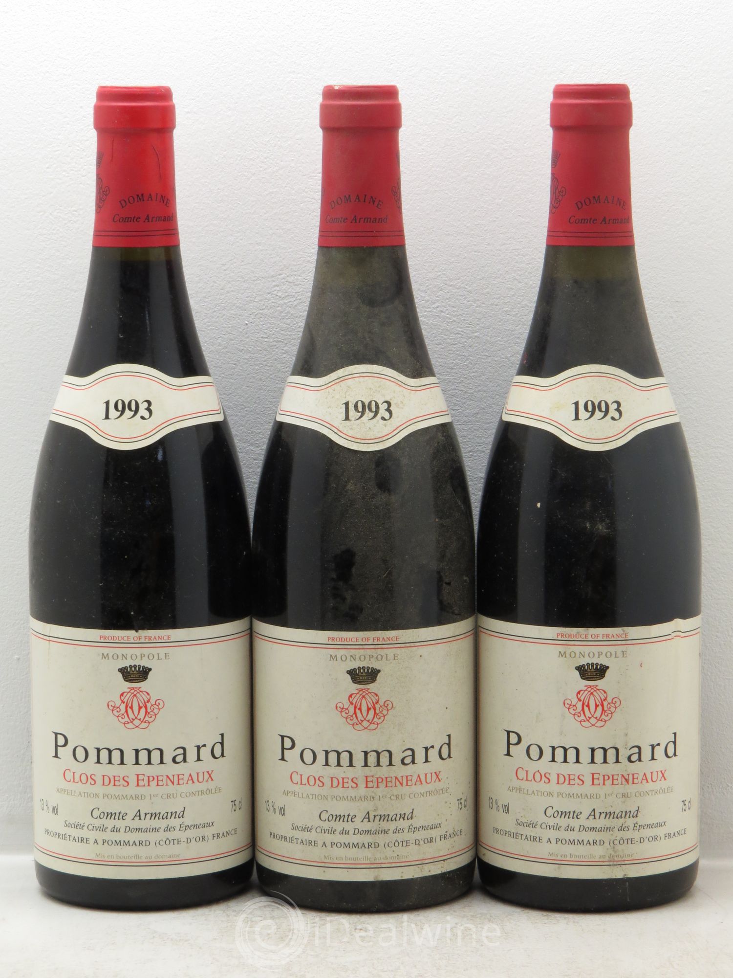 Pommard 1er Cru Clos des Epeneaux Comte Armand 1993 - Lot de 3 bouteilles - 0