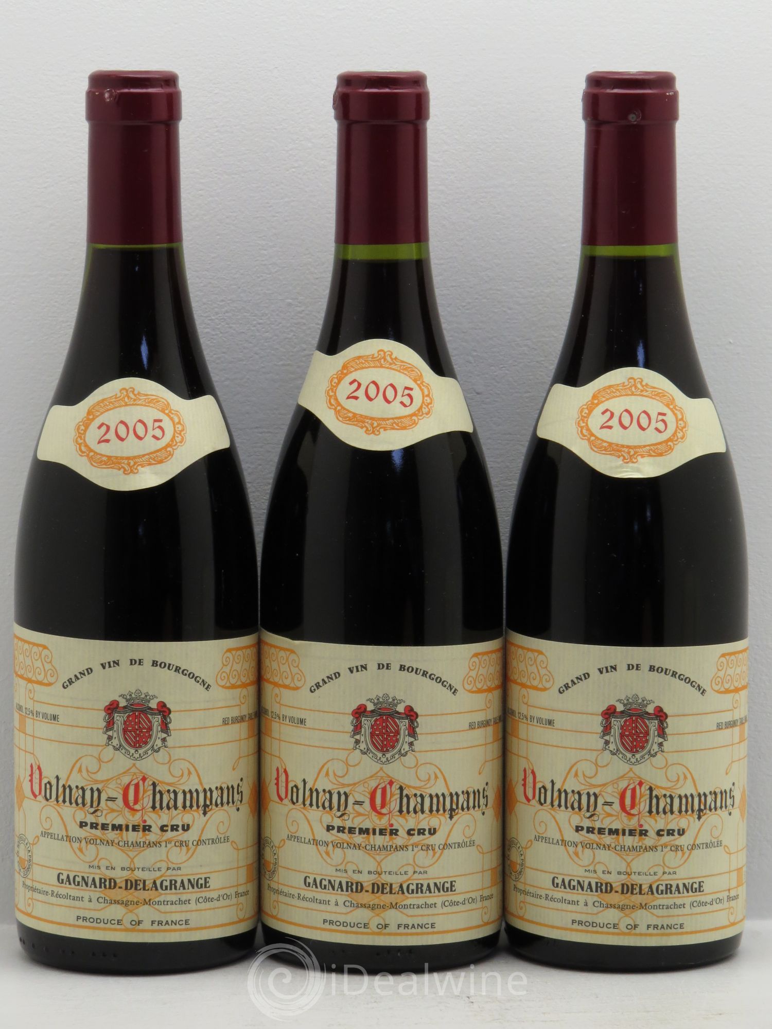 Volnay 1er Cru Domaine Gagnard Delagrange 2005 - Lot de 3 bouteilles - 0