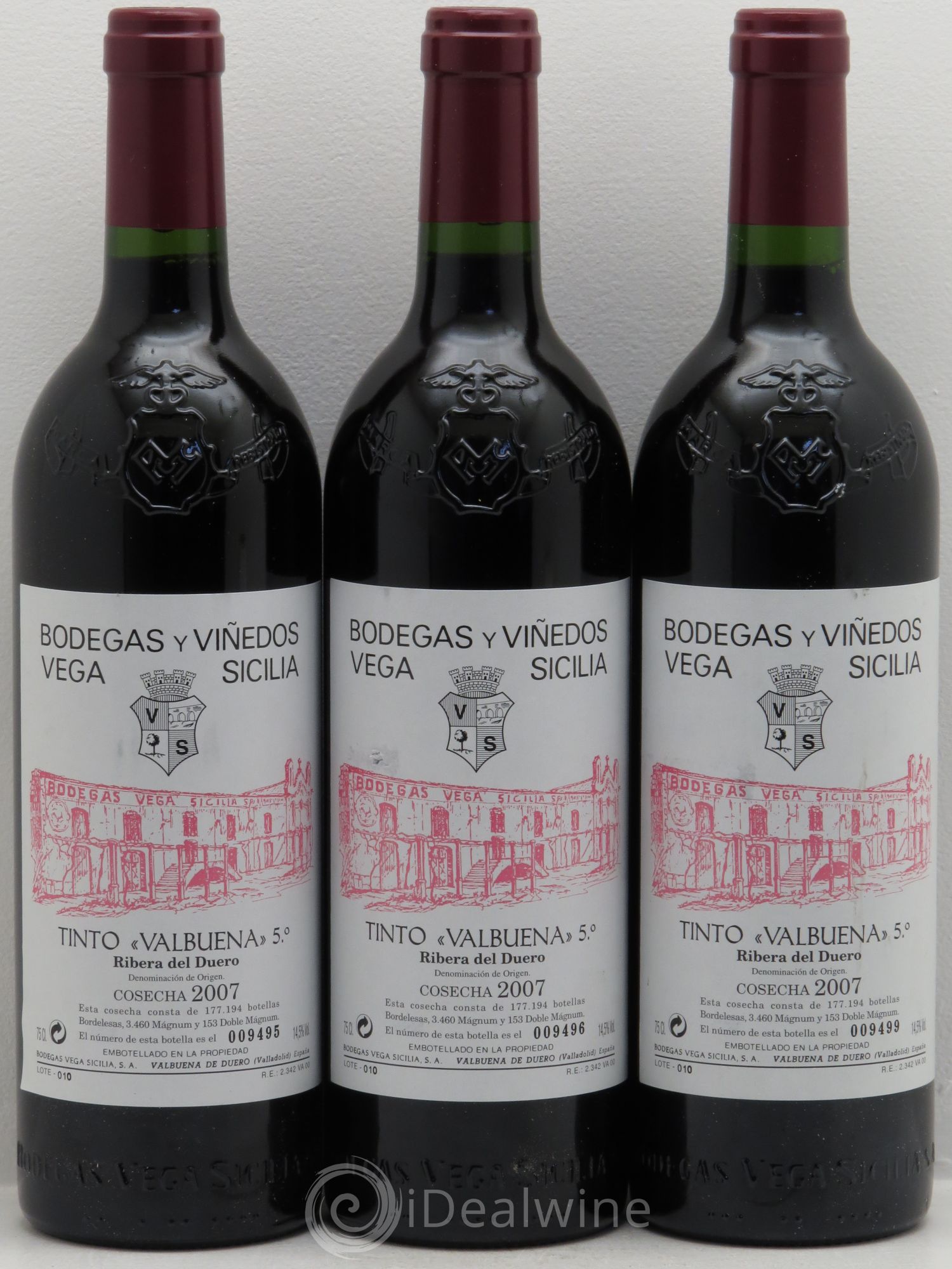 Ribera Del Duero DO Valbuena Domaine Vega Sicilia 2007 - Posten von 3 Flaschen - 0