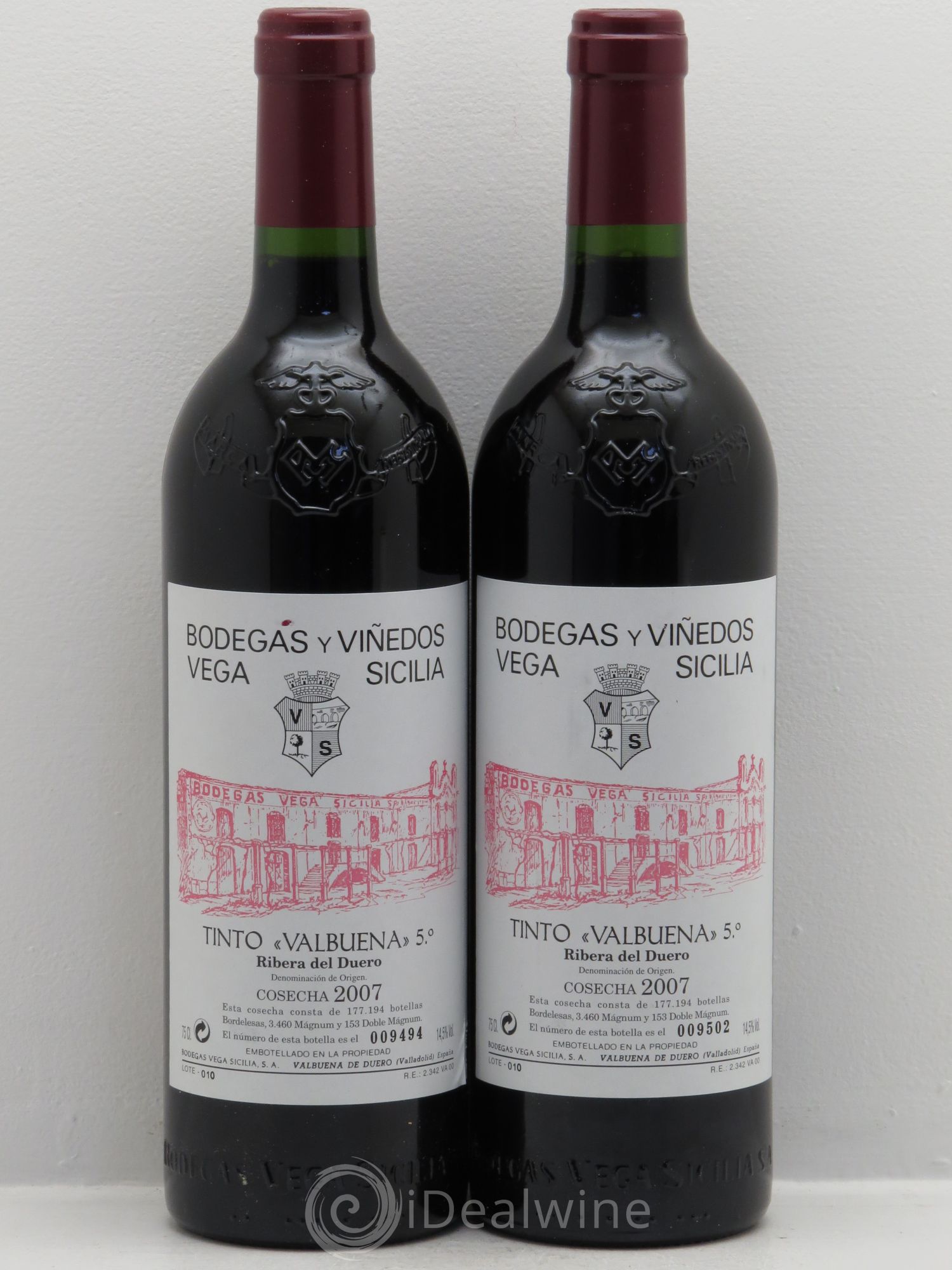 Ribera Del Duero DO Valbuena Domaine Vega Sicilia 2007 - Posten von 2 Flaschen - 0