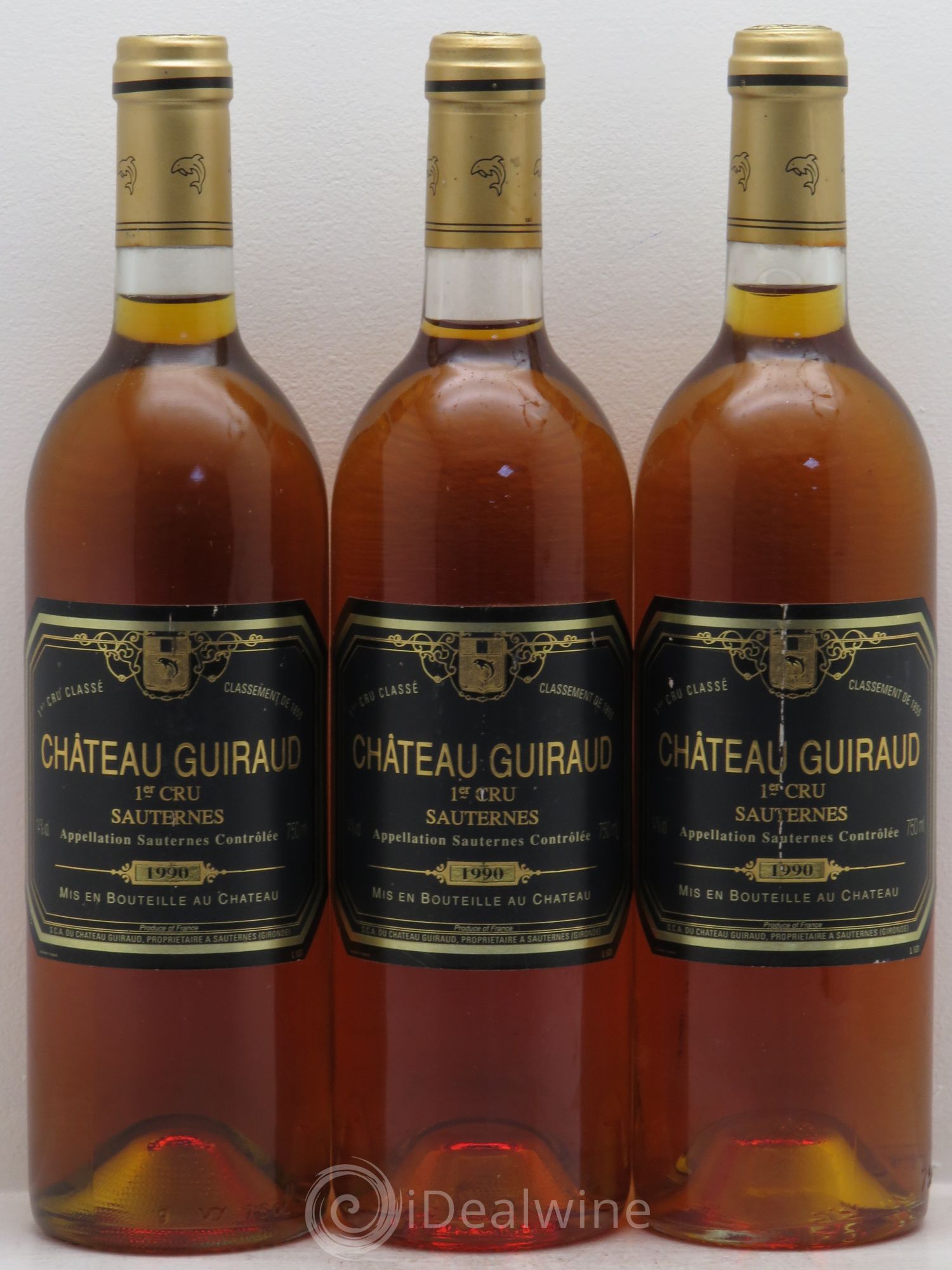 Château Guiraud 1er Grand Cru Classé 1990 - Lot de 3 bouteilles - 0