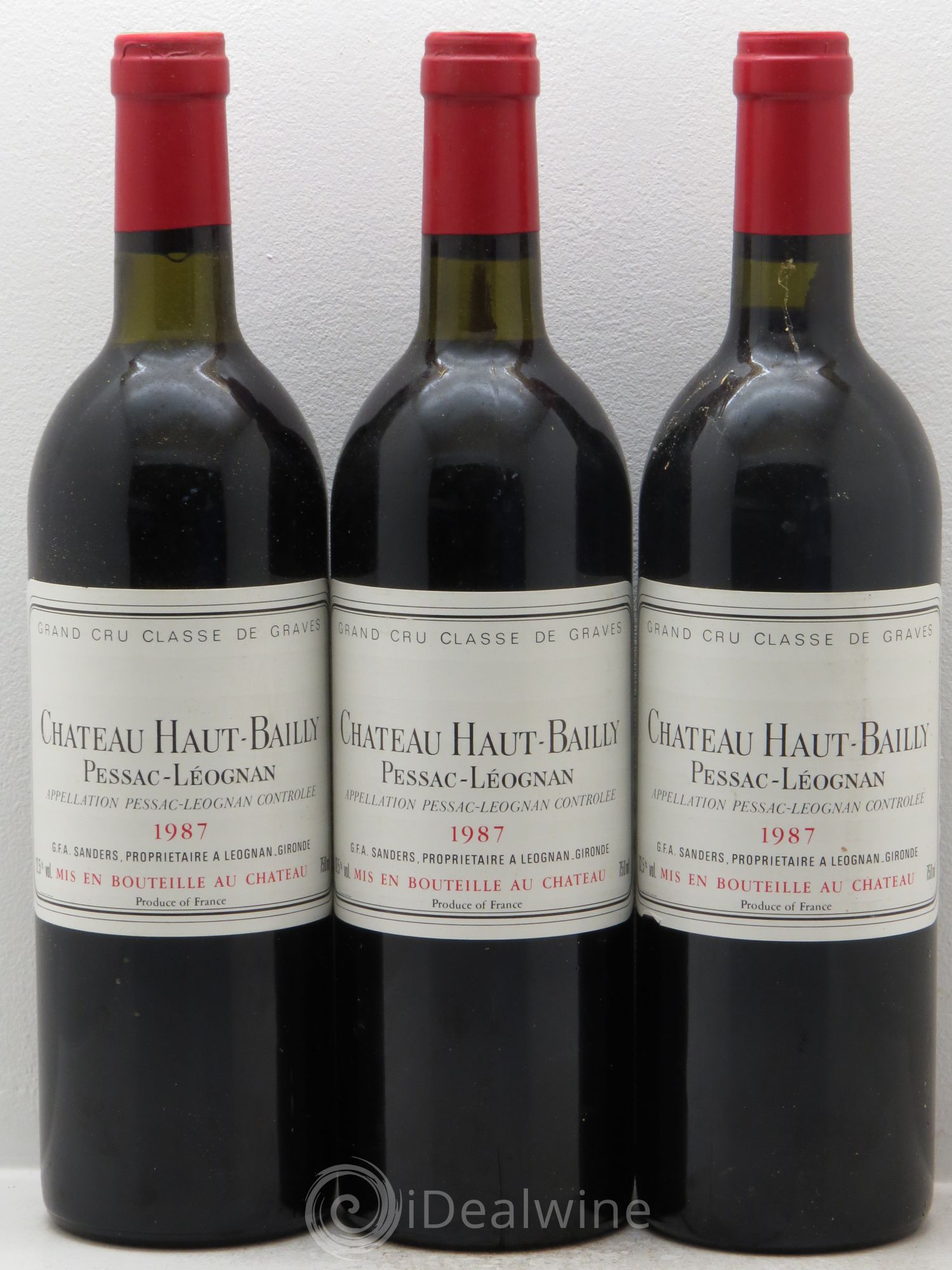 Château Haut-Bailly Cru Classé de Graves 1987 - Lot de 3 bouteilles - 0