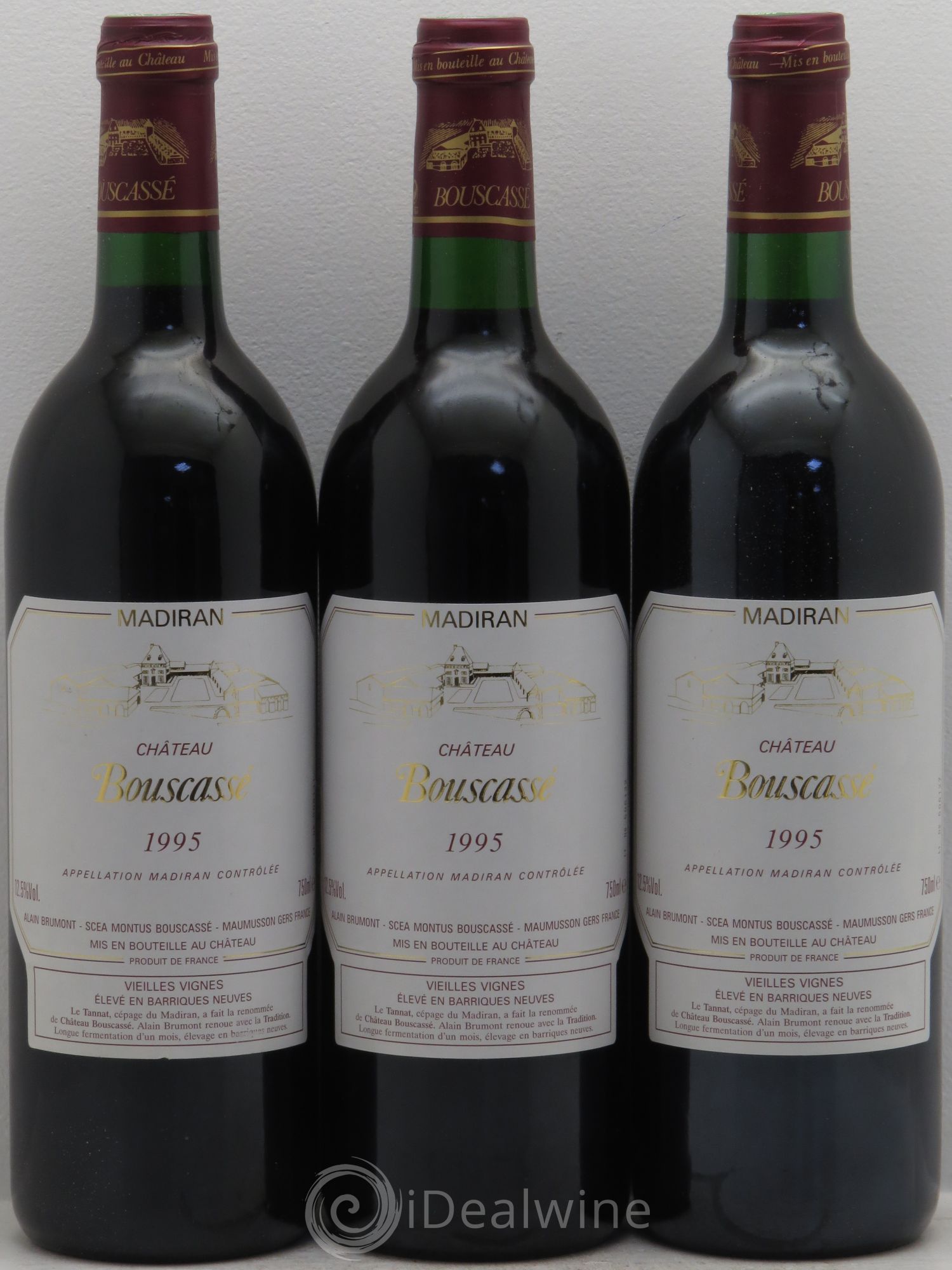 Madiran Vieilles Vignes Château Bouscassé - Alain Brumont 1995 - Lot de 3 bouteilles - 0