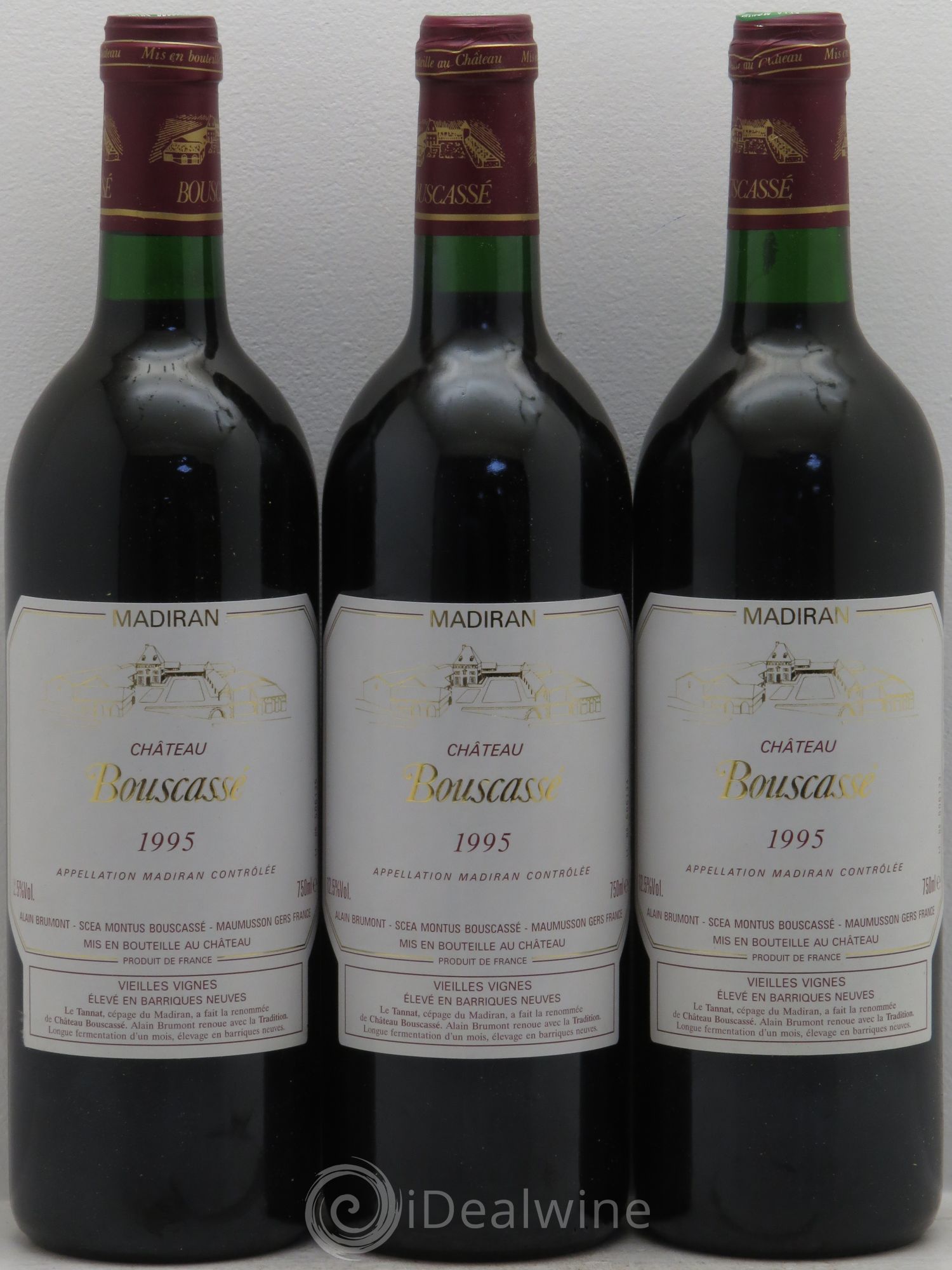 Madiran Vieilles Vignes Château Bouscassé - Alain Brumont 1995 - Lot de 3 bouteilles - 0