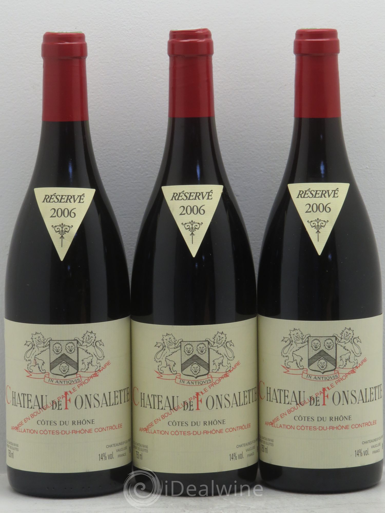 Côtes-du-Rhône Château de Fonsalette Emmanuel Reynaud 2006 - Lot de 3 bouteilles - 0