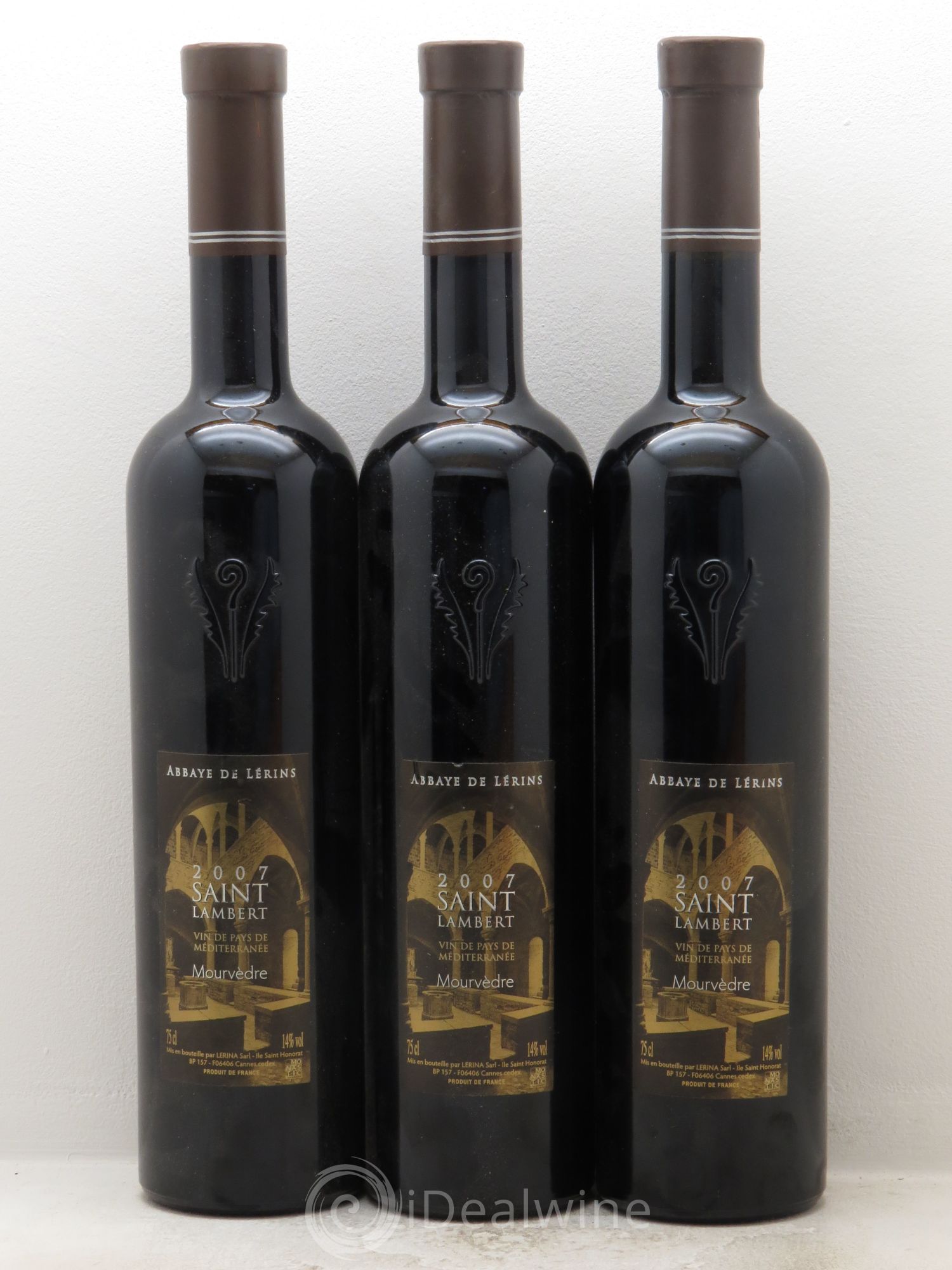 Méditerranée Abbaye de Lérins Lérina SARL Saint Lambert Mourvèdre 2007 - Lot de 3 bouteilles - 0