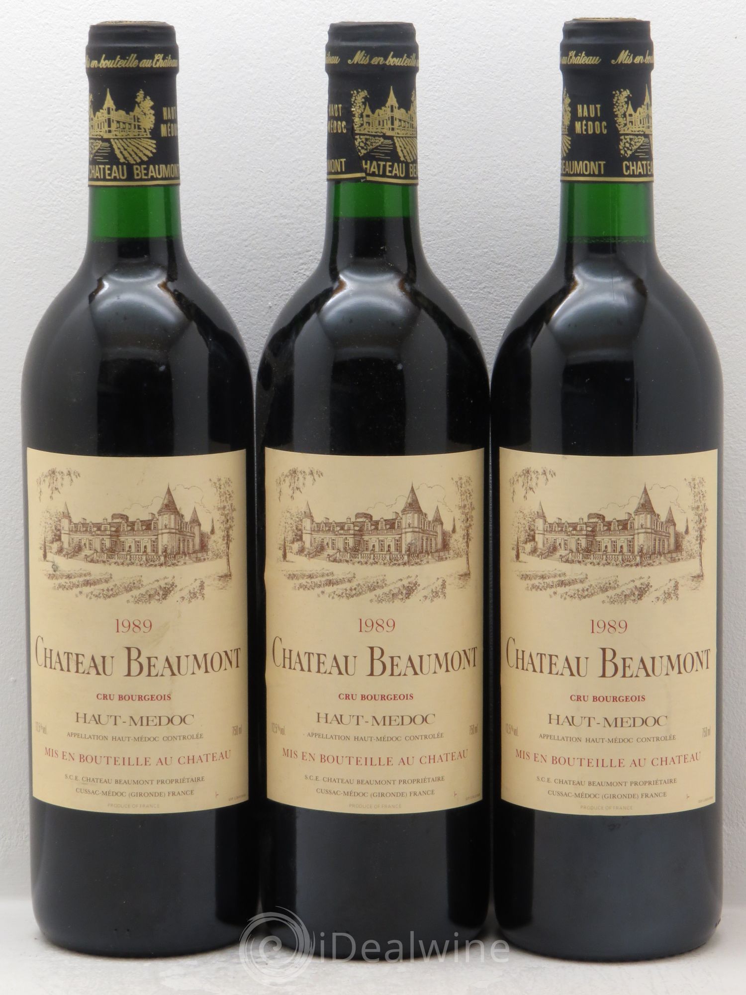 Château Beaumont Cru Bourgeois 1989 - Lot de 3 bouteilles - 0