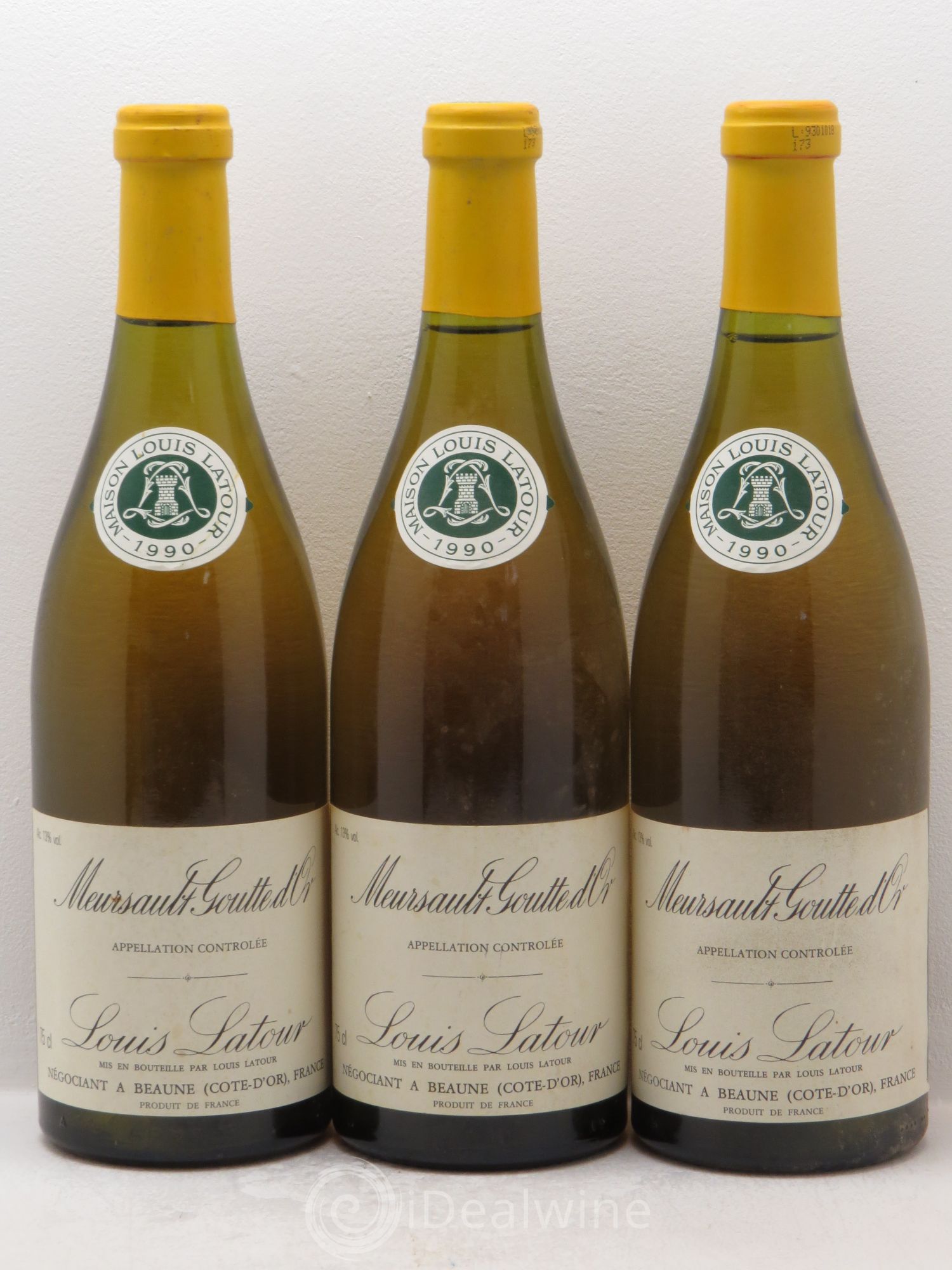 Meursault 1er Cru Goutte d'or Louis Latour 1990 - Lot de 3 bouteilles - 0