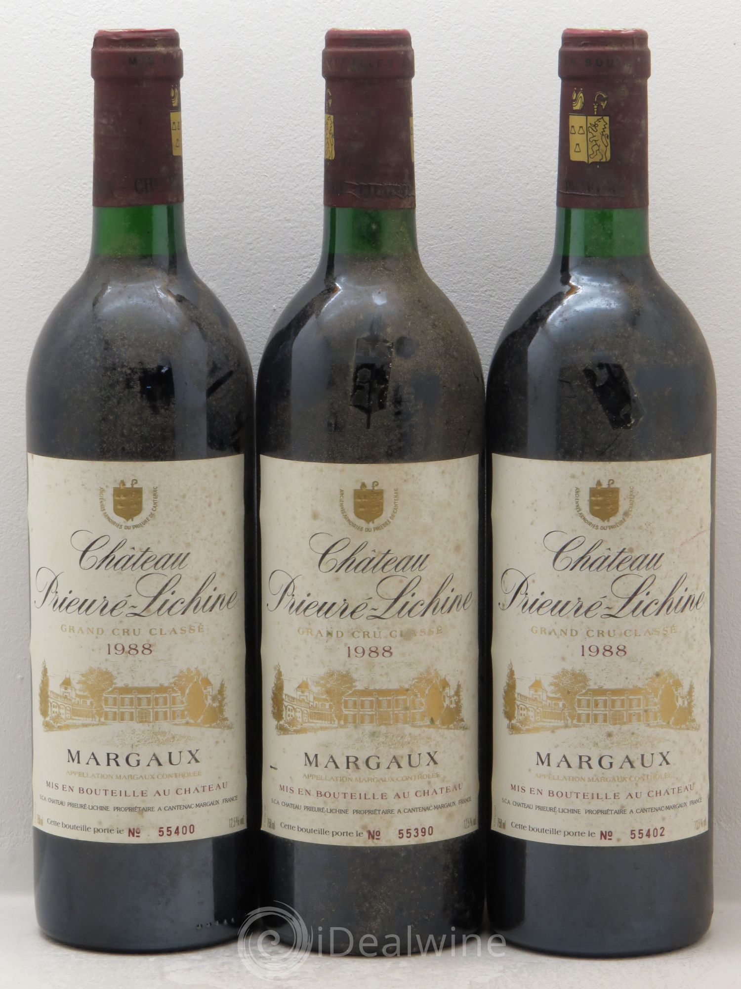 Château Prieuré Lichine 4ème Grand Cru Classé 1988 - Lot de 3 bouteilles - 0