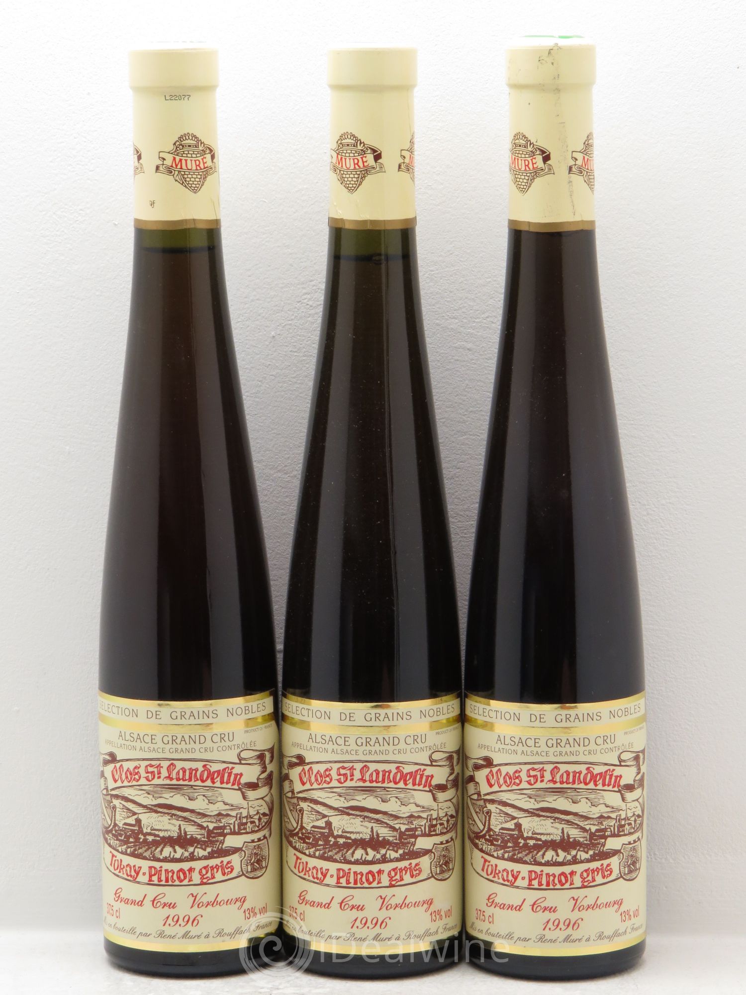 Pinot Gris Sélection de Grains Nobles Clos Saint-Landelin Grand Cru Vorbourg R. Muré 1996 - Posten von 3 Demi-Flaschen - 0