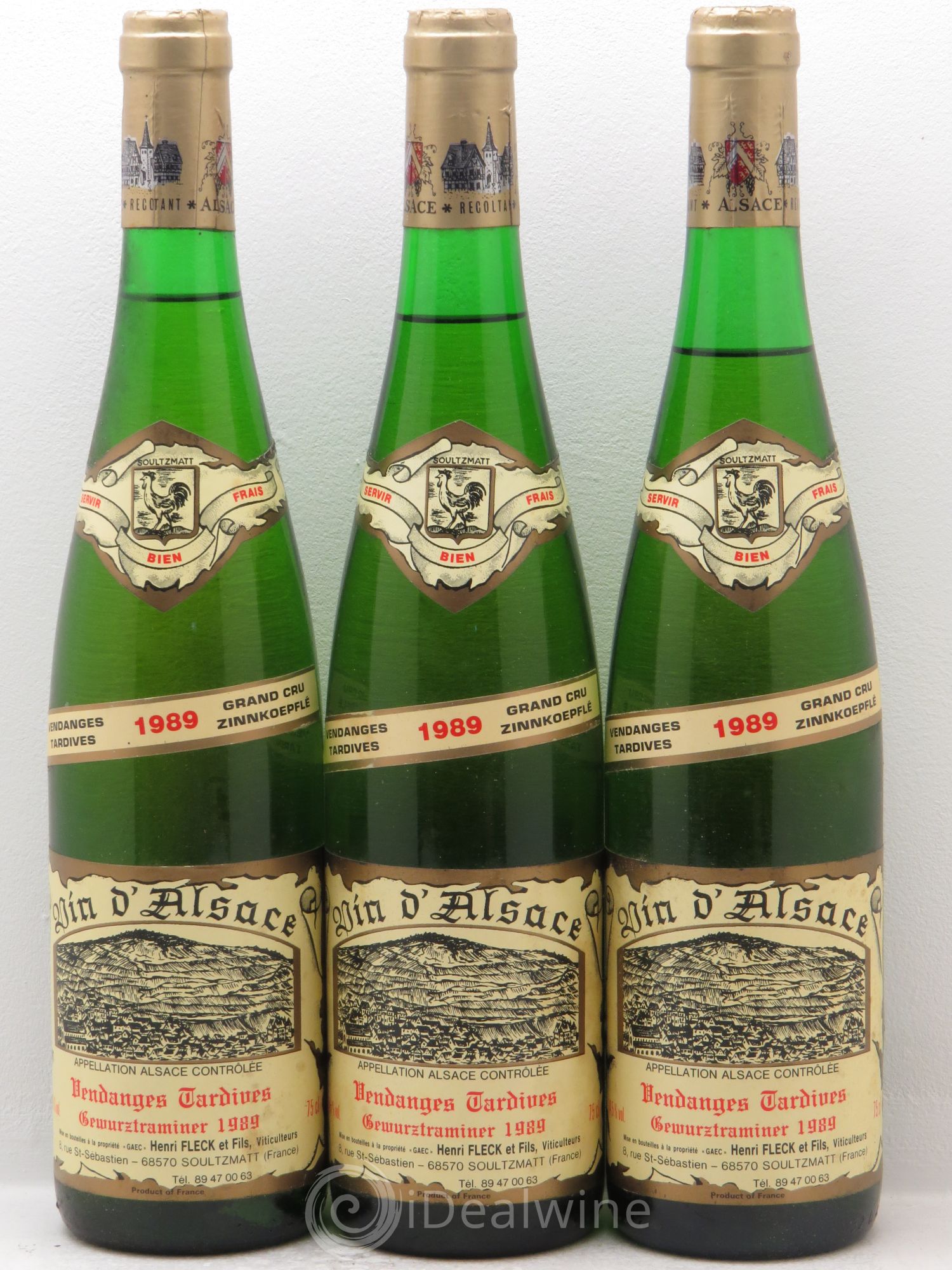 Gewurztraminer Vendanges Tardives Zinnkoepflé Henri Fleck 1989 - Lotto di 3 bottiglie - 0