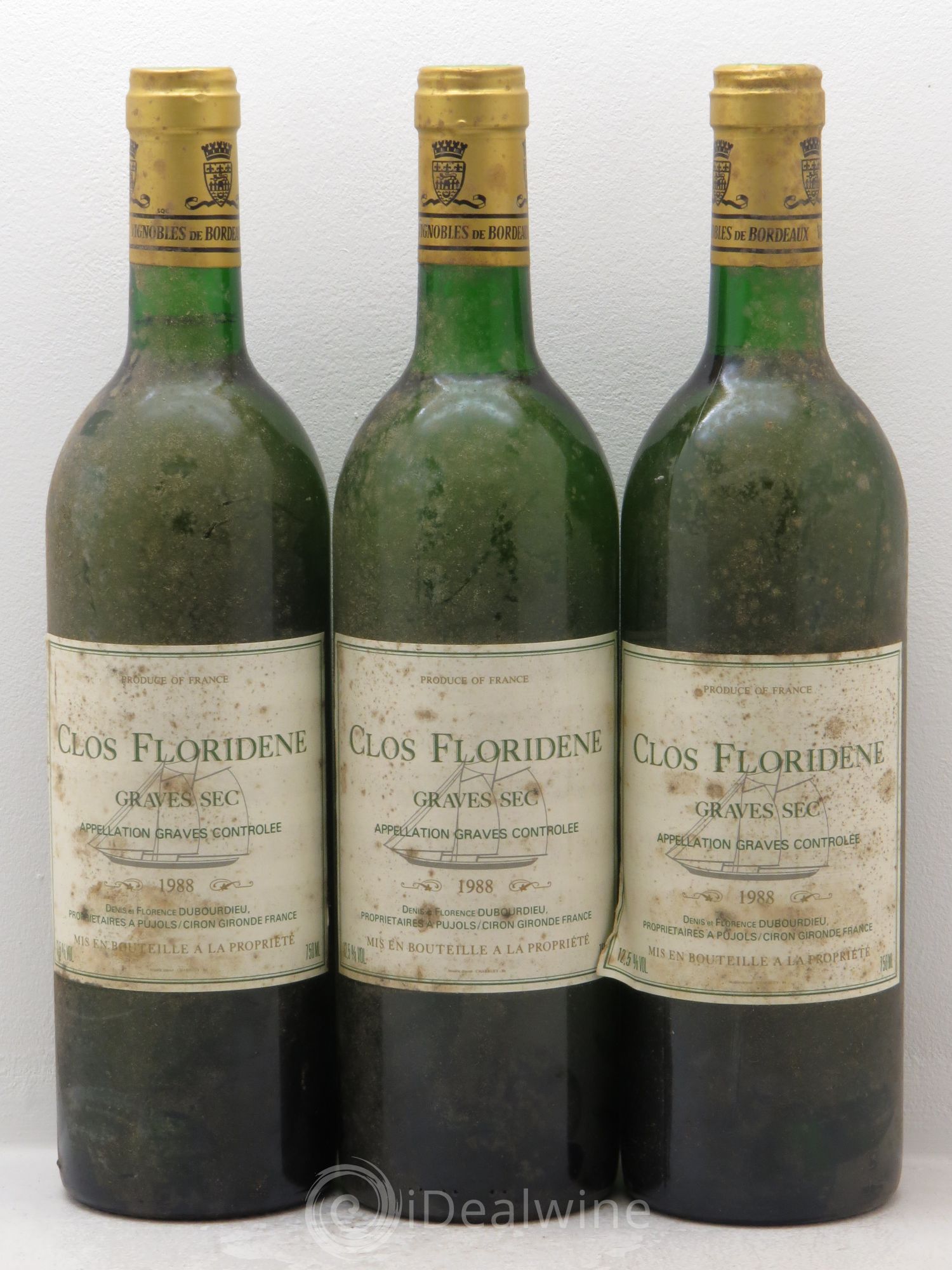 Graves Clos Floridène 1988 - Posten von 3 Flaschen - 0