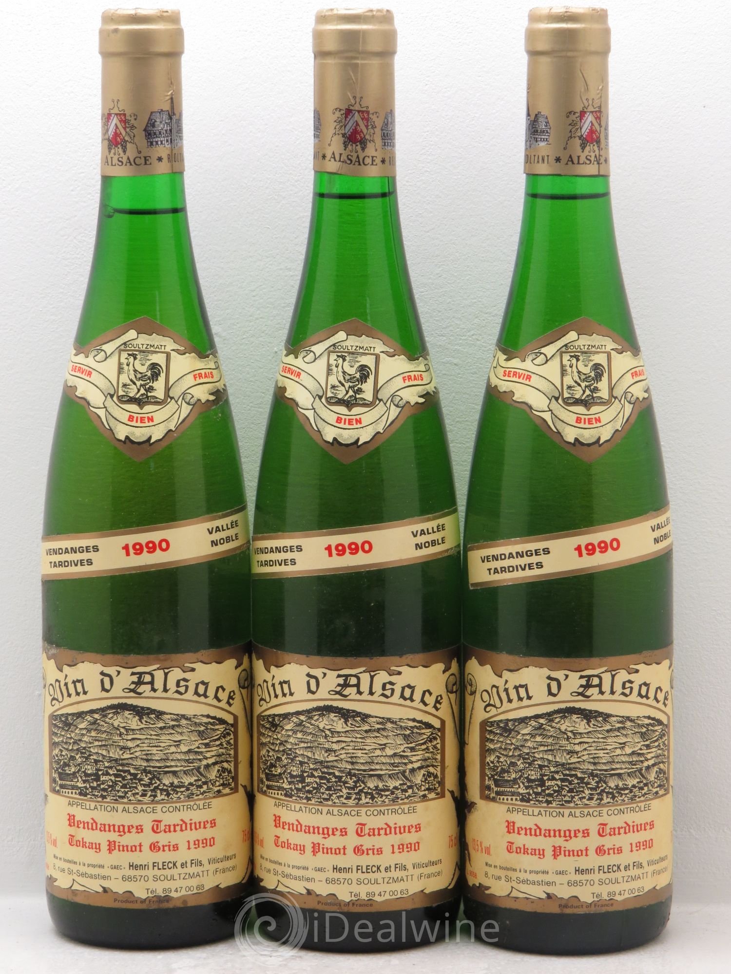 Pinot Gris (Tokay) Vendanges Tardives Henri Fleck 1990 - Lotto di 3 bottiglie - 0