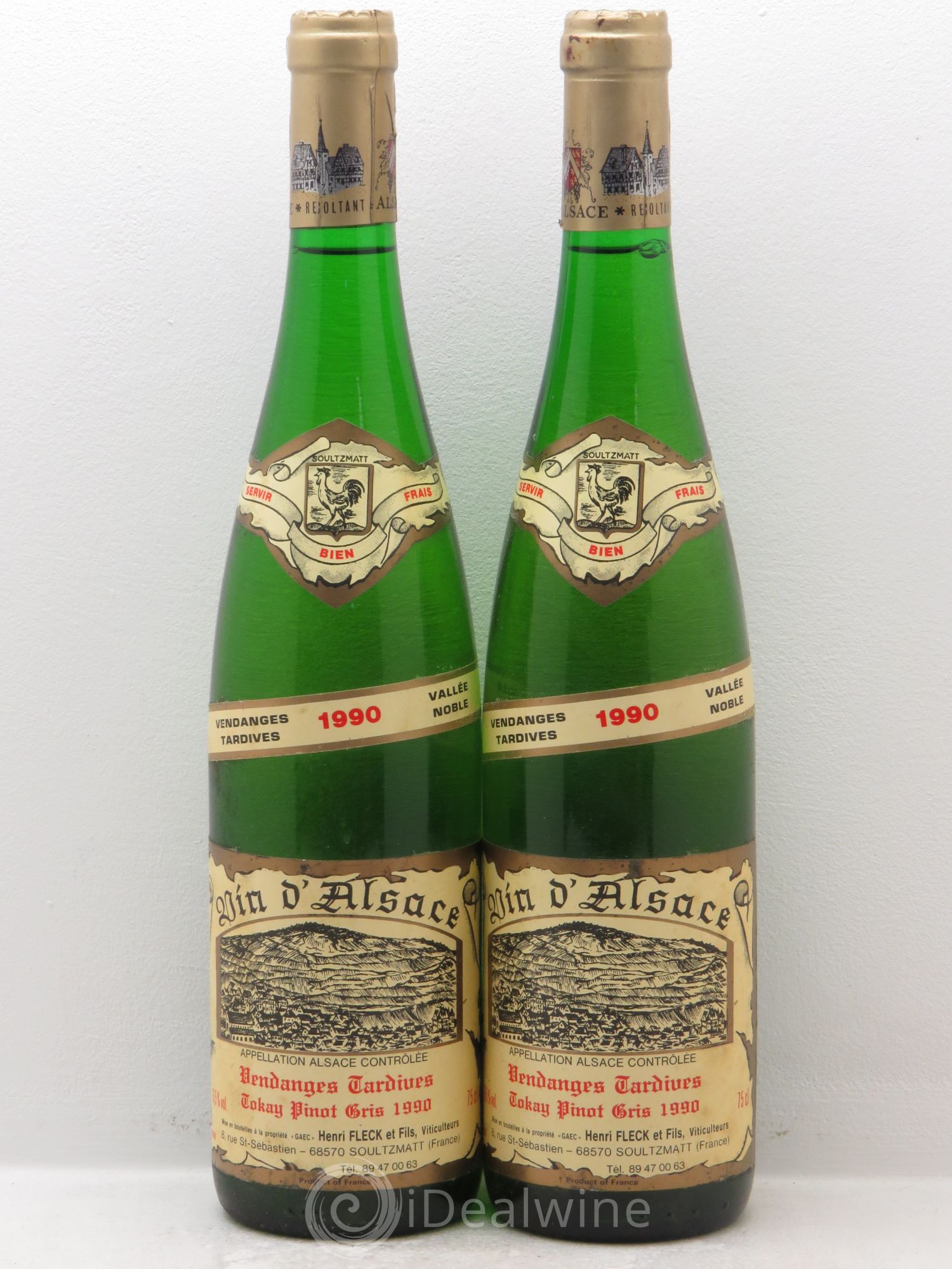 Pinot Gris (Tokay) Vendanges Tardives Henri Fleck 1990 - Posten von 2 Flaschen - 0
