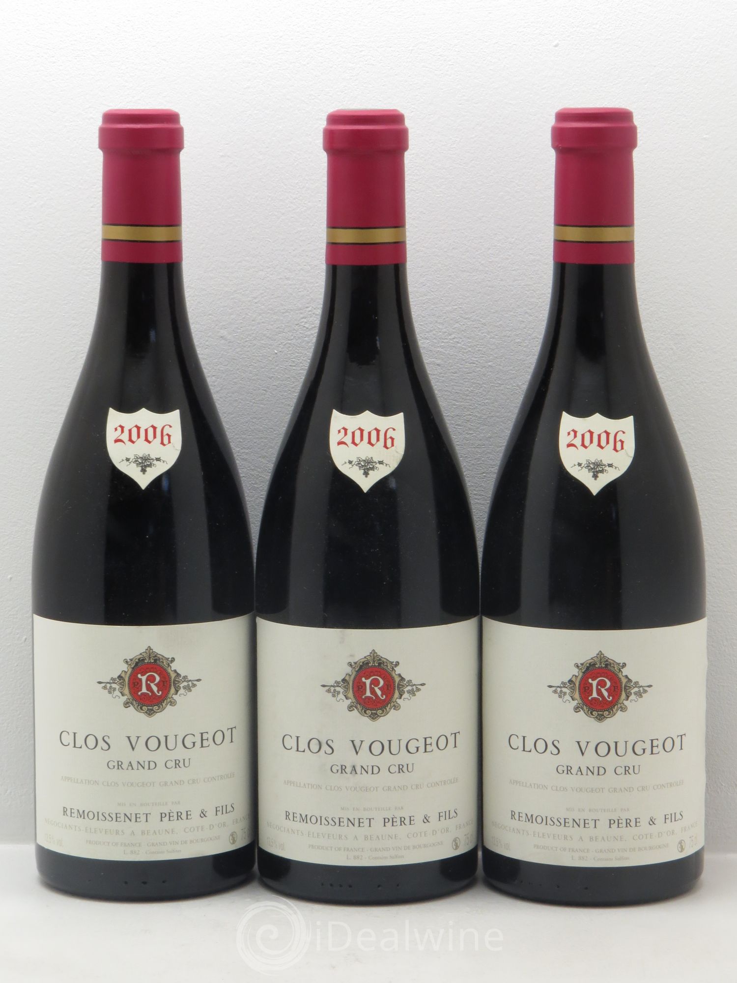 Clos de Vougeot Grand Cru Remoissenet 2006 - Lot de 3 bouteilles - 0