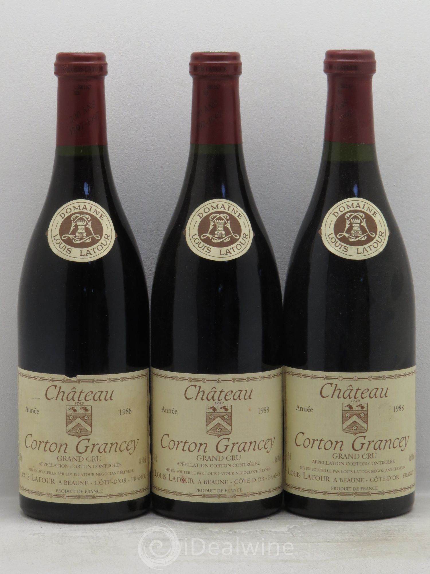 Corton Grand Cru Château Corton Grancey Louis Latour 1988 - Lot de 3 bouteilles - 0