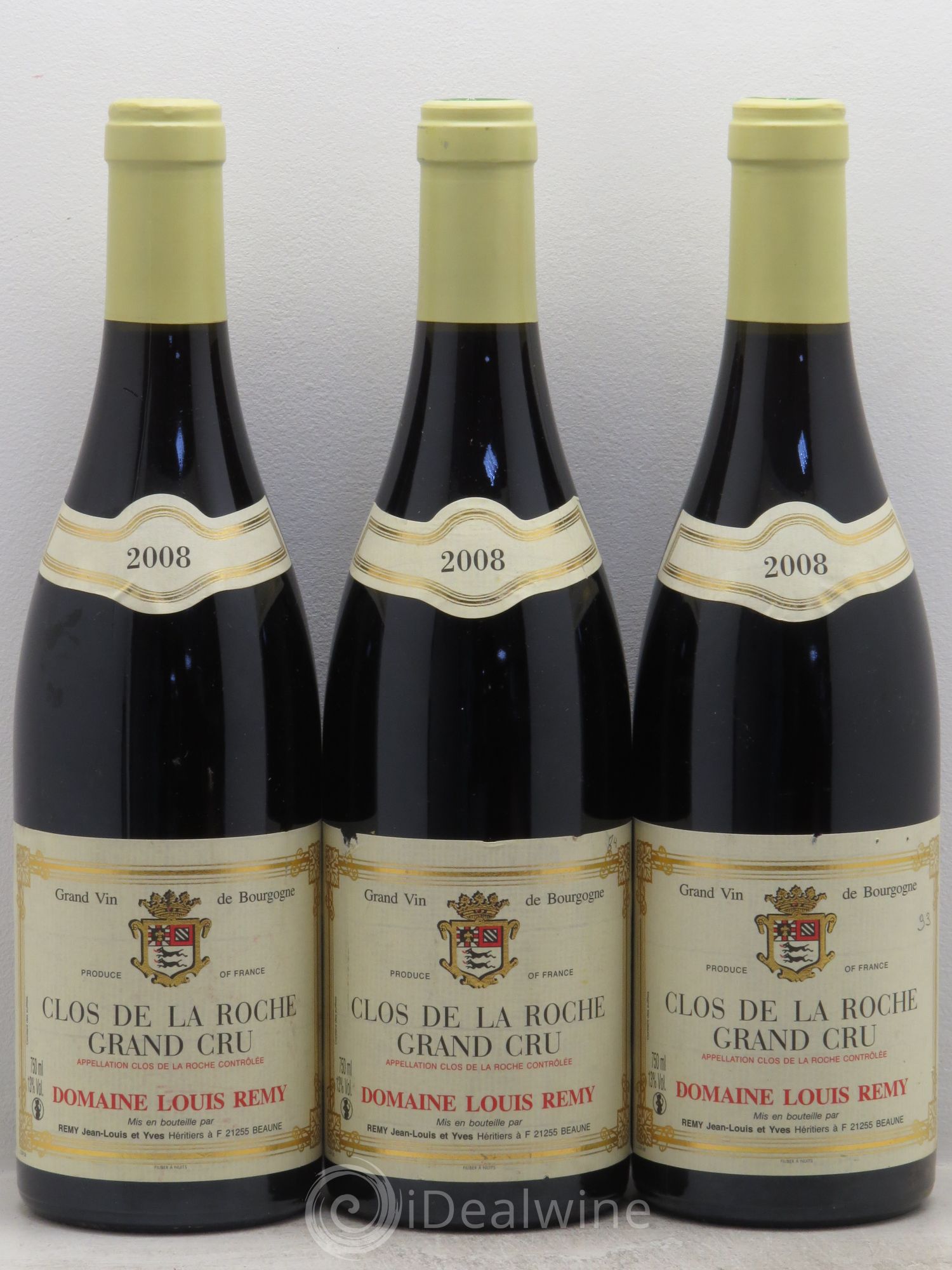 Clos de la Roche Grand Cru Domaine Louis Rémy 2008 - Lot de 3 bouteilles - 0