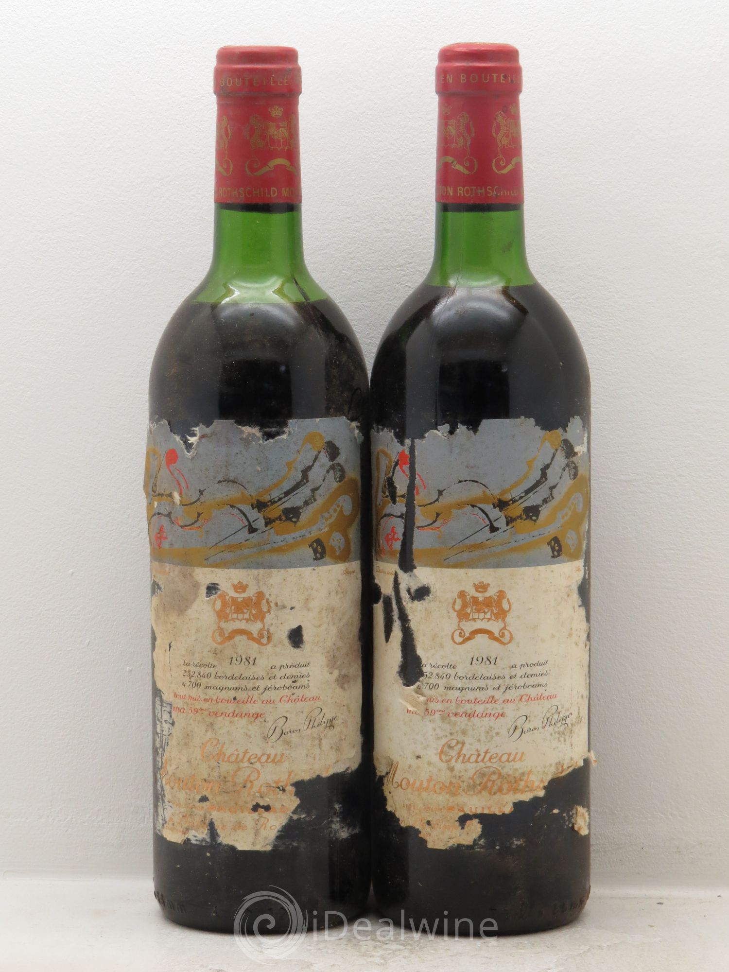 Château Mouton Rothschild 1er Grand Cru Classé 1981 - Lot de 2 bouteilles - 0