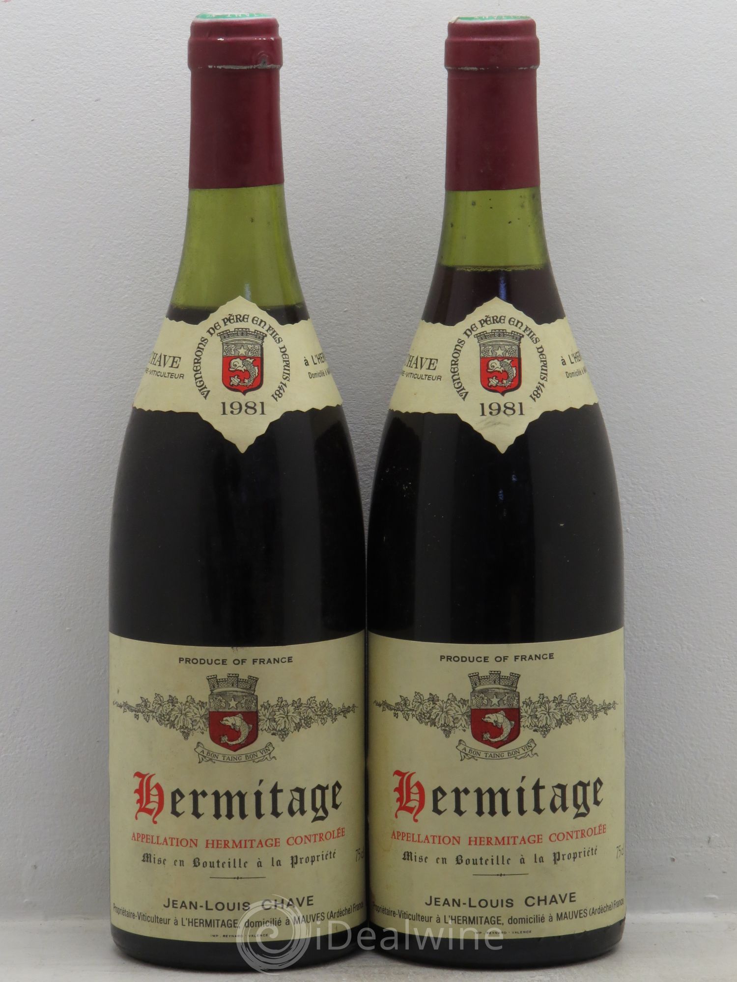 Hermitage Jean-Louis Chave 1981 - Lot de 2 bouteilles - 0