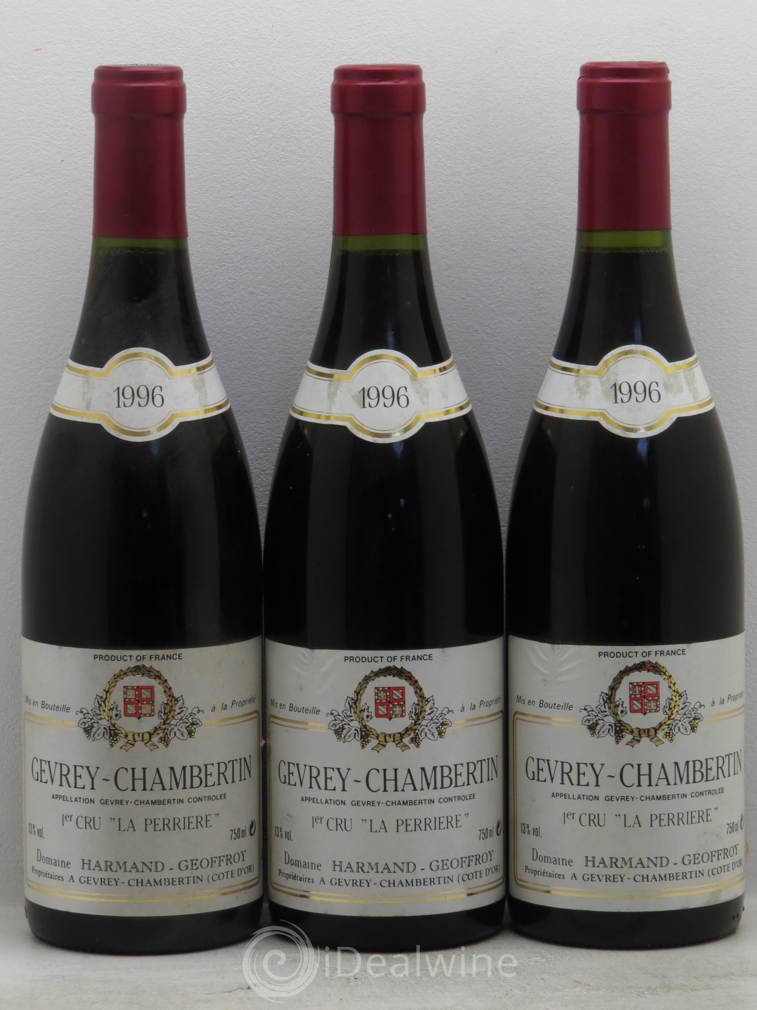 Gevrey-Chambertin 1er Cru La Perrière Harmand-Geoffroy (Domaine) 1996 - Lot de 3 bouteilles - 0