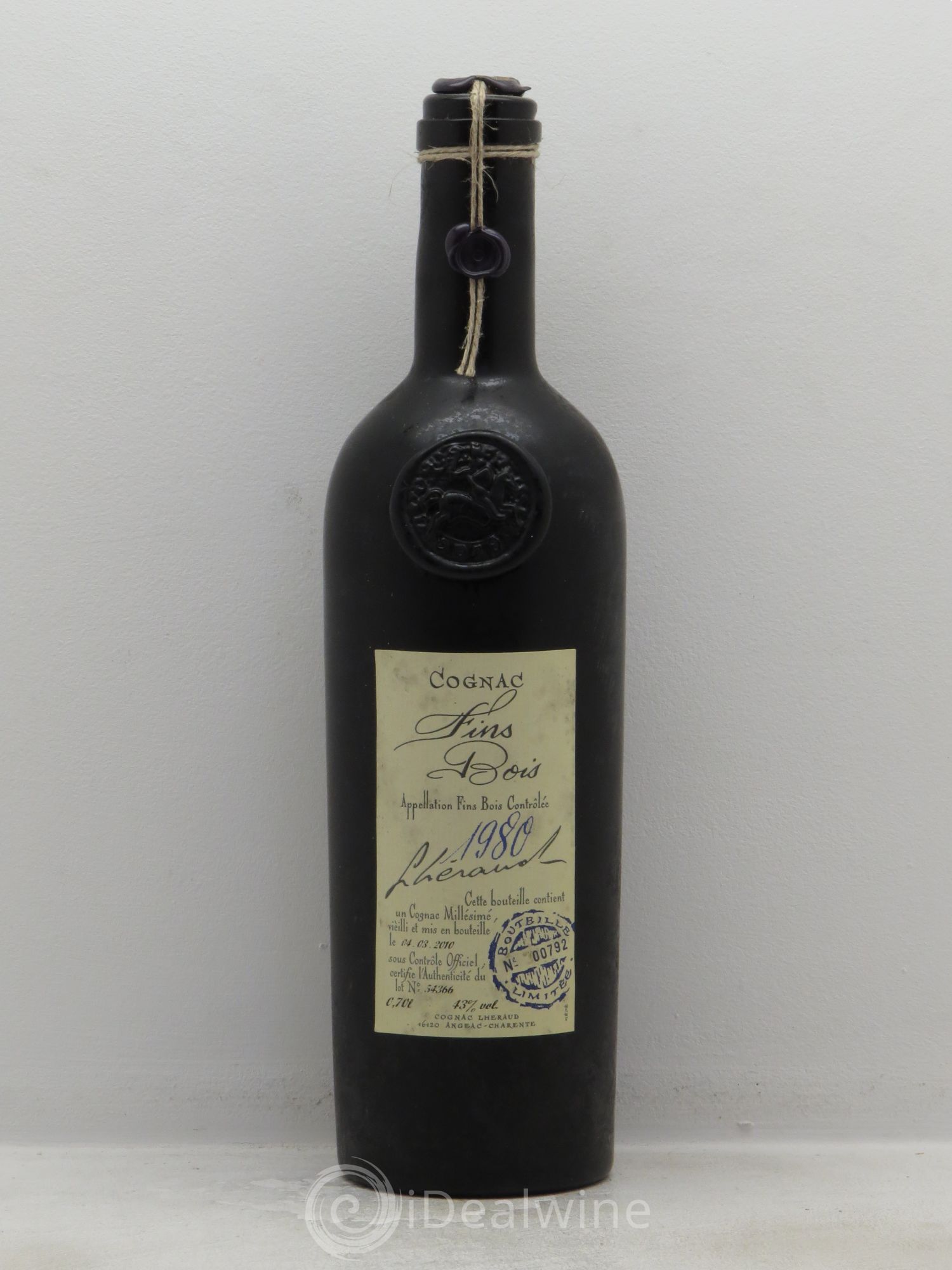 Cognac Fins Bois Lheraud (43°) 1980 - Posten von 1 Flasche - 0