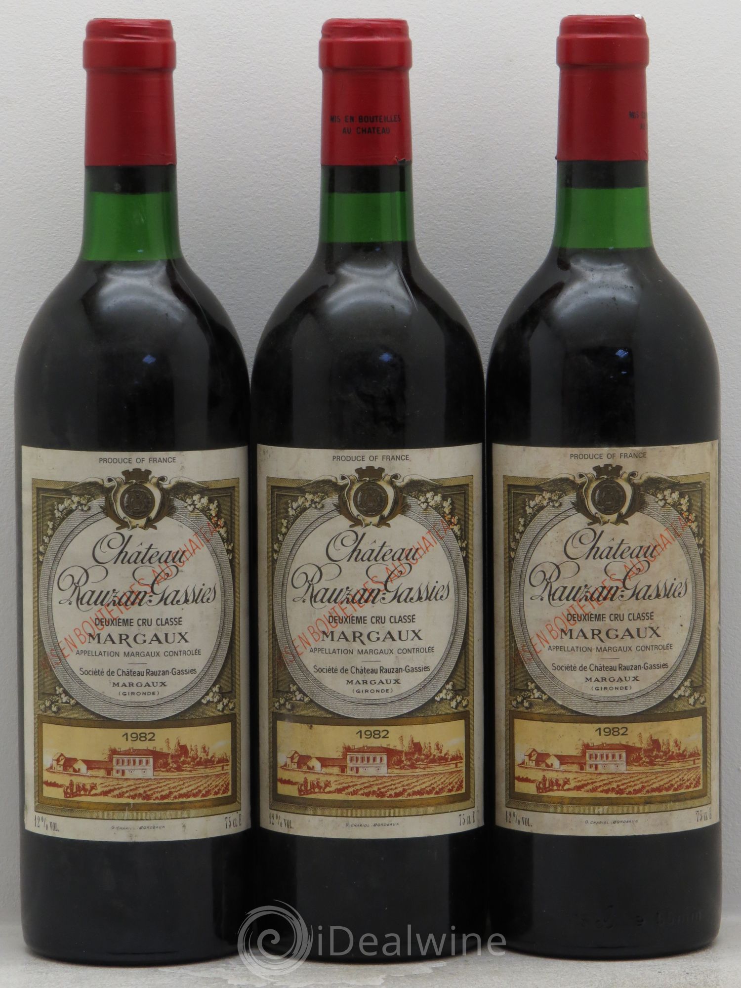 Château Rauzan-Gassies 2ème Grand Cru Classé 1982 - Lot de 3 bouteilles - 0